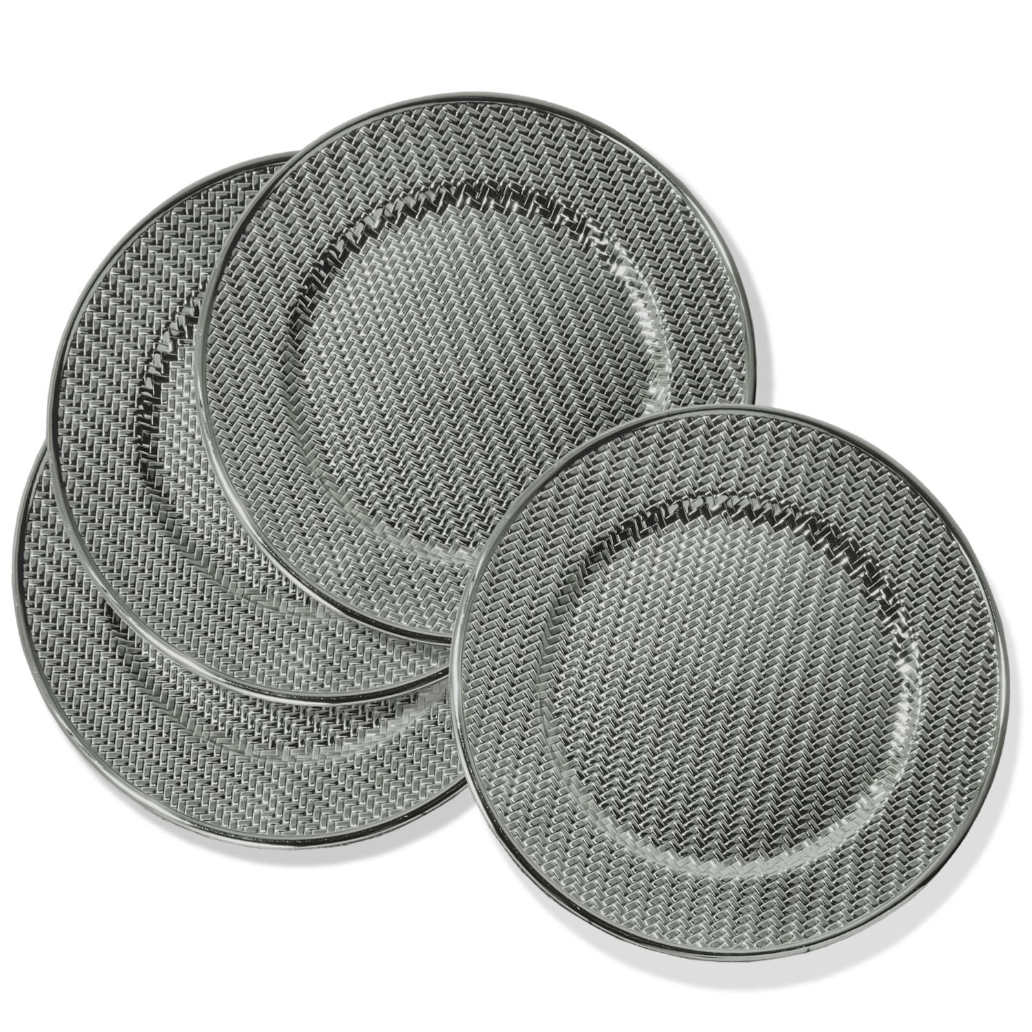 Aubrey Electroplated Gray Antiqued Charger Set of 4 13"D