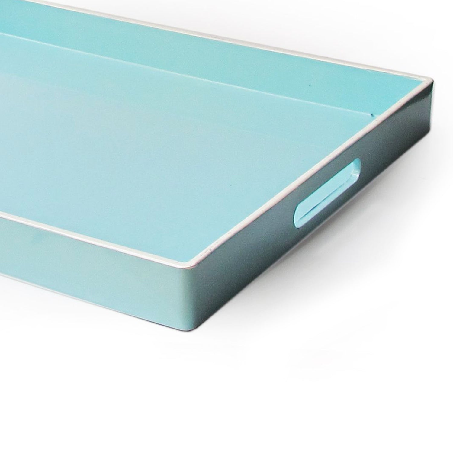 Teal Rectangular Tray with Handles - 19x14"