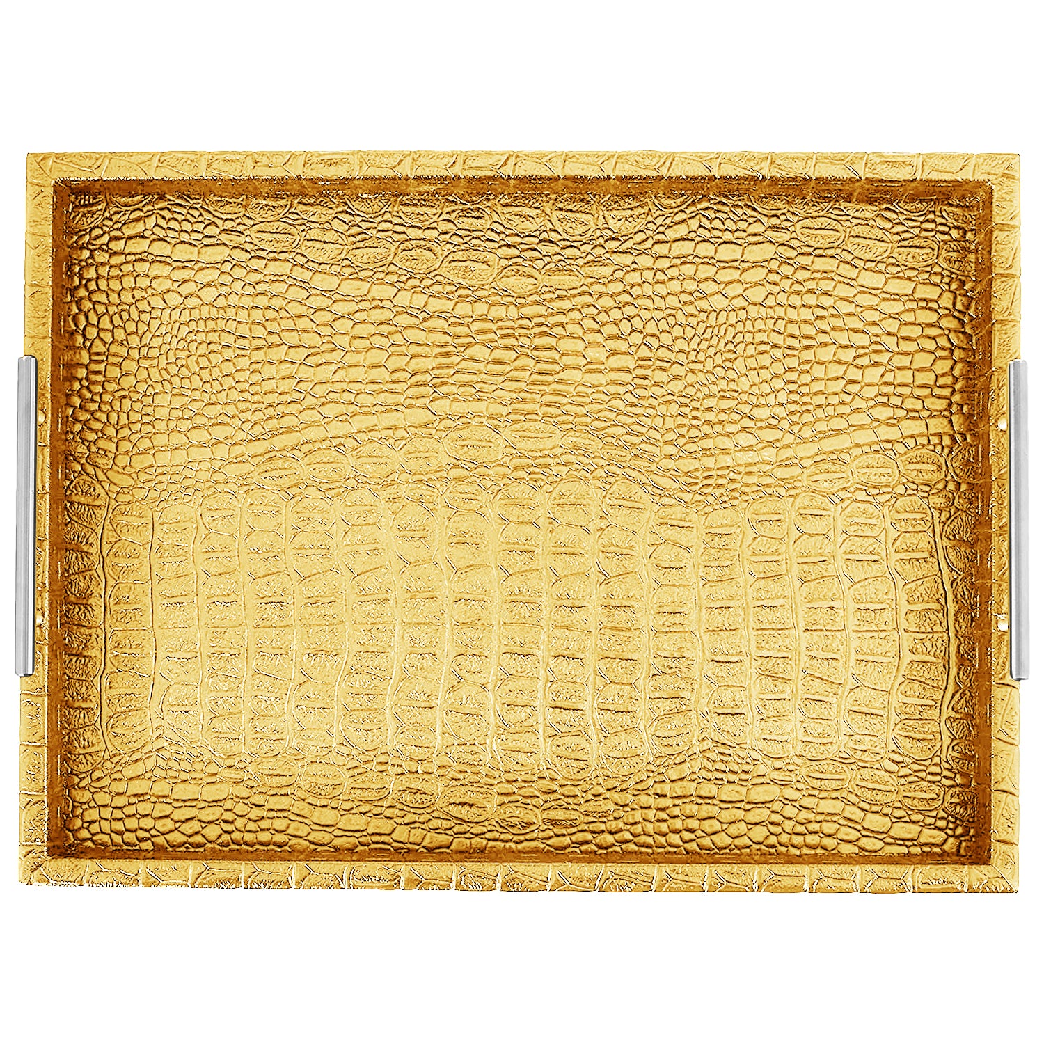 Alligator Gold Tray with Metal Handles