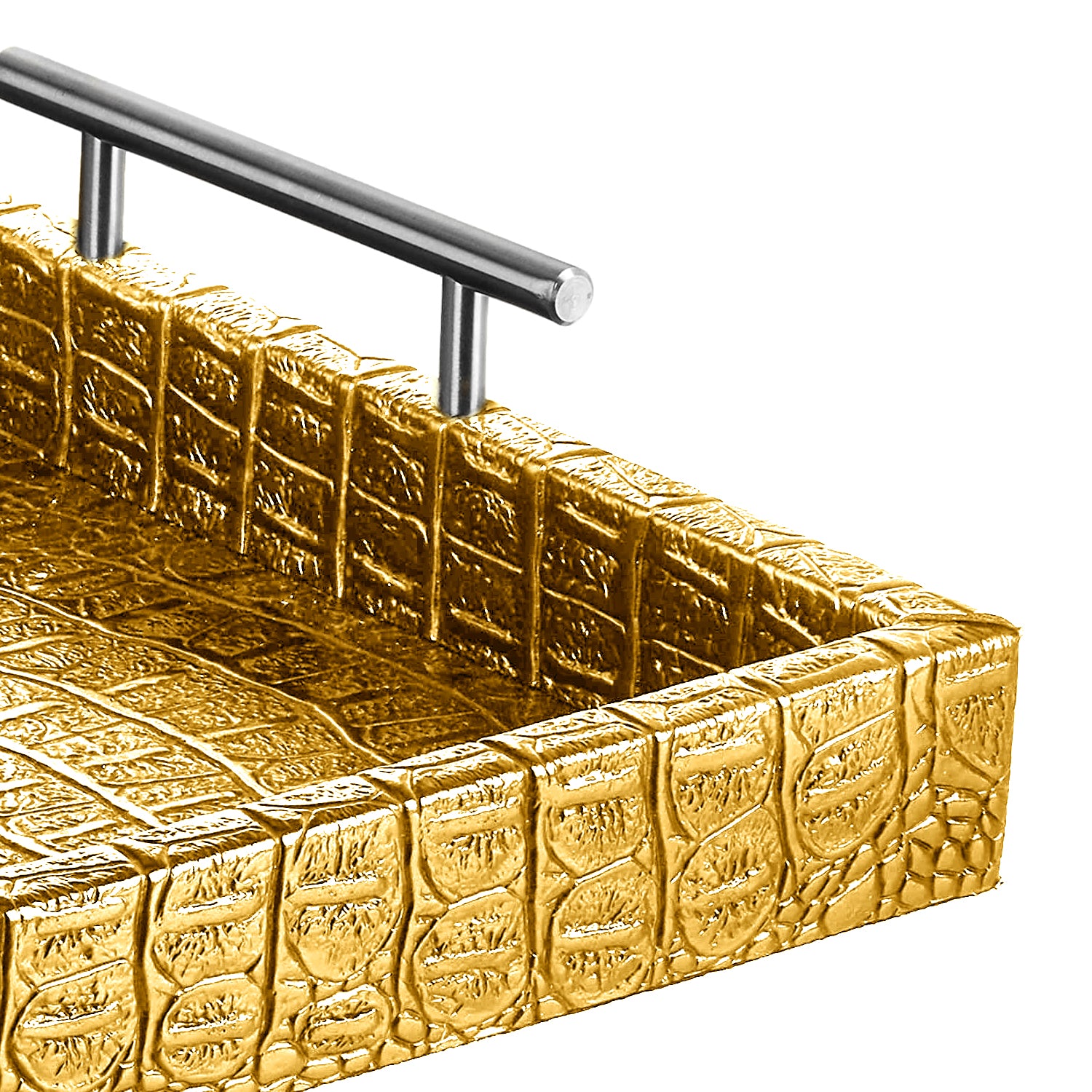 Alligator Gold Tray with Metal Handles