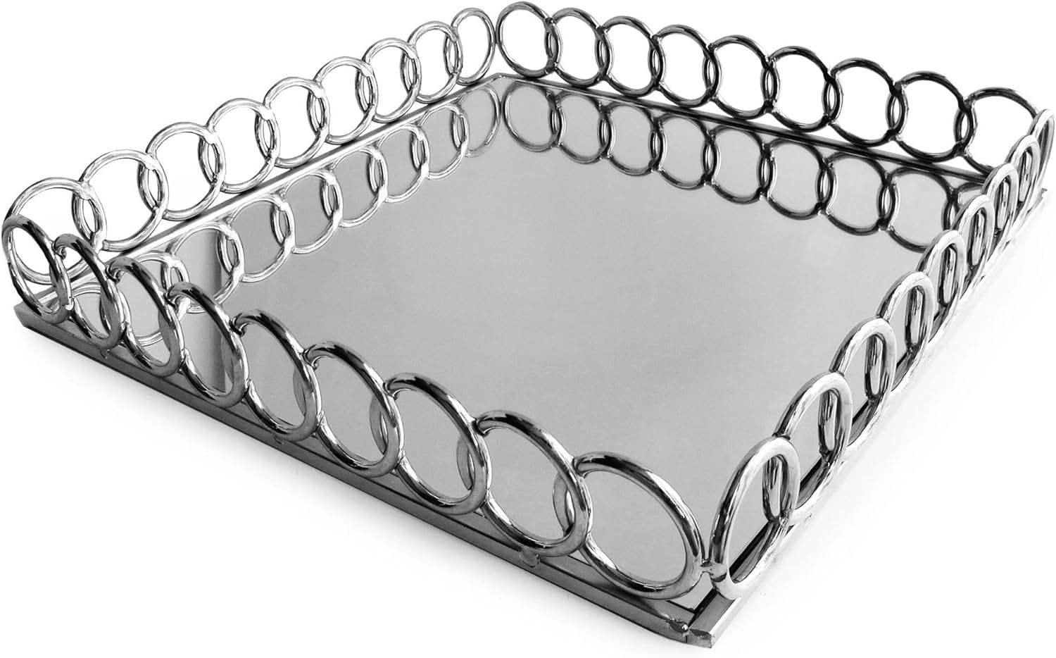 Silver Looped Mirror Tray 15"D