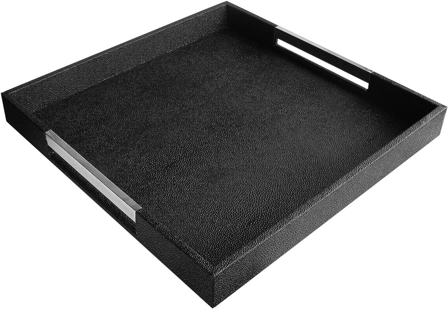 Black Tray with Silver Handles 18" X 18"