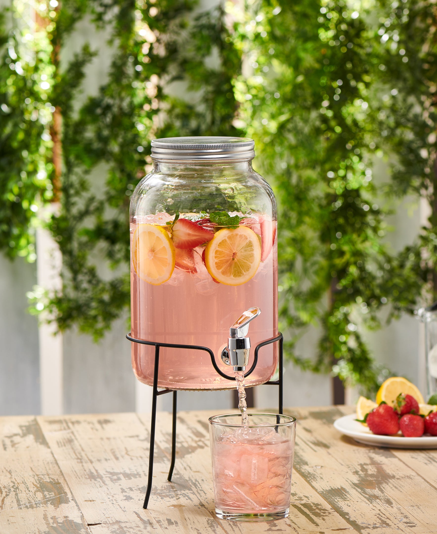 ORCHARD HILL BEVERAGE DISPENSER WITH WIRE STAND 1 GAL/ DISPENSER+STAND