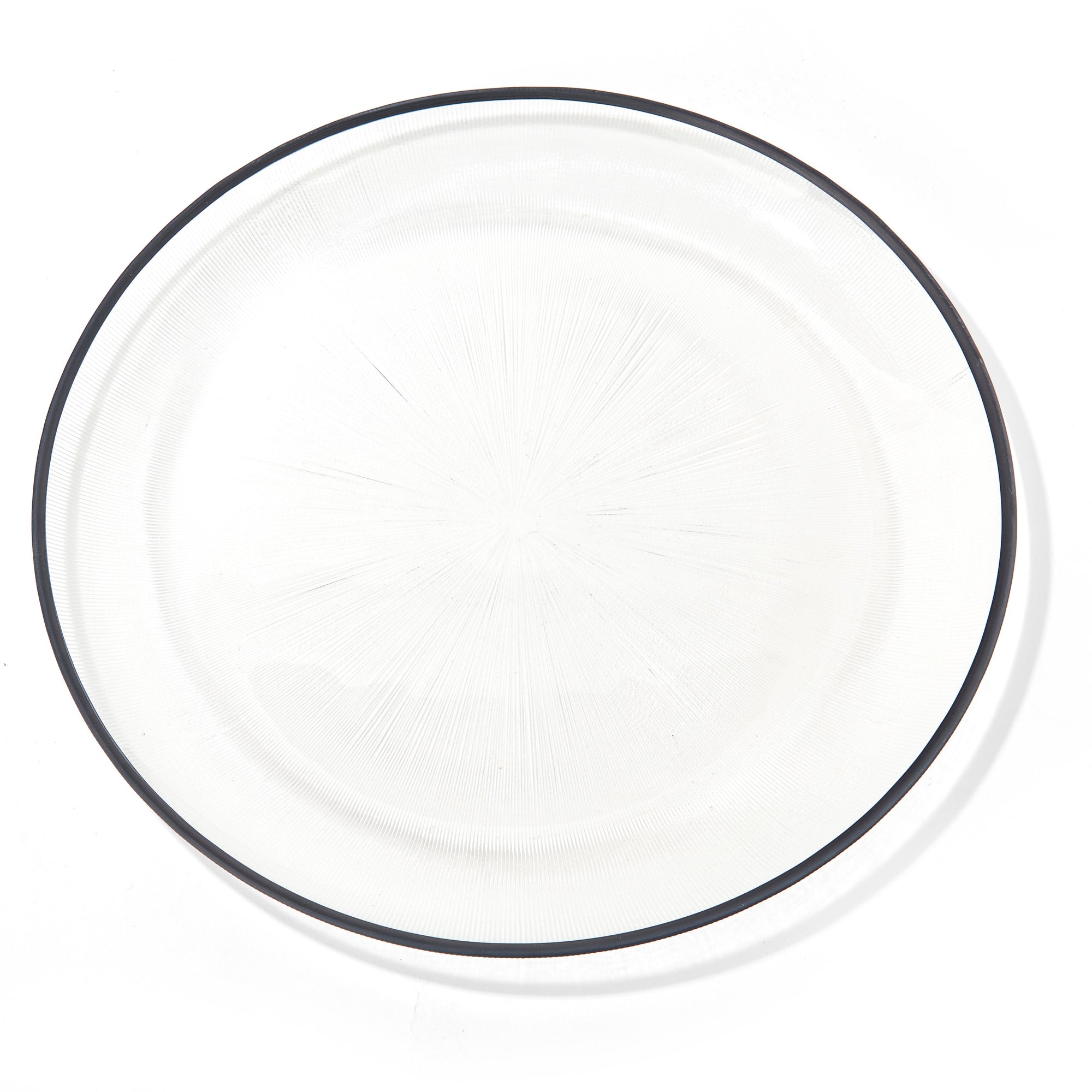 Elite Glass Charger Plate with Black Rim