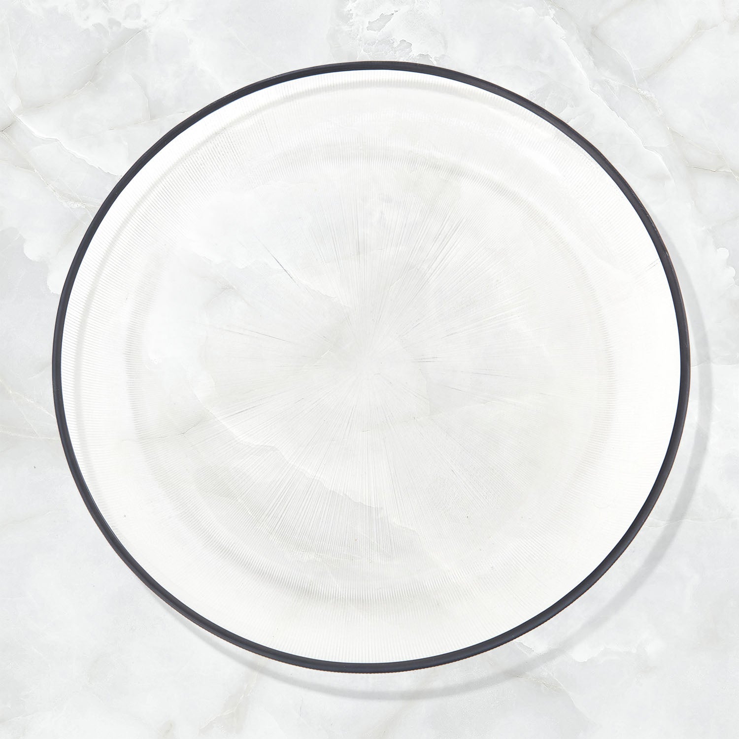 Elite Glass Charger Plate with Black Rim
