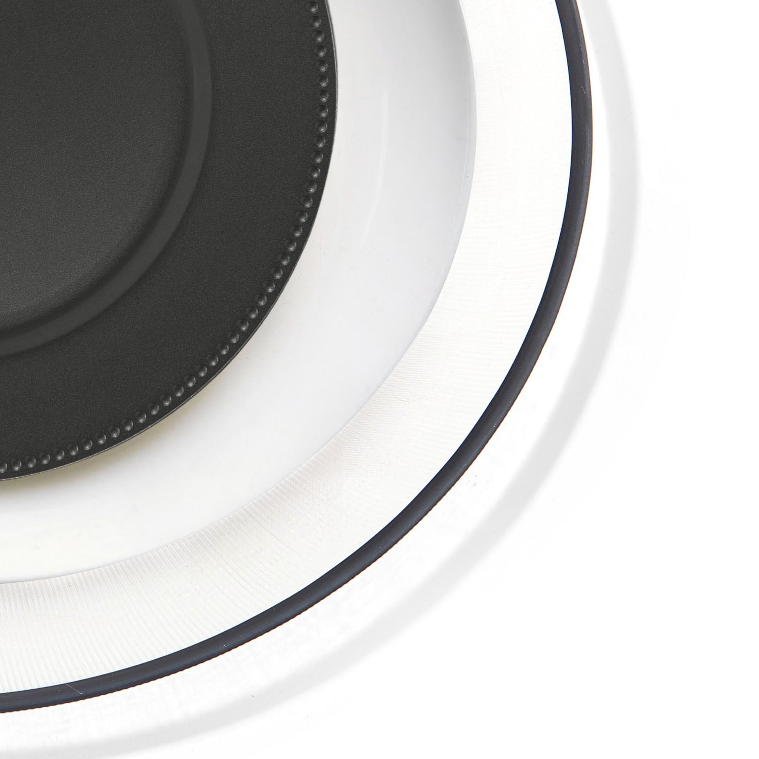 Elite Glass Charger Plate with Black Rim