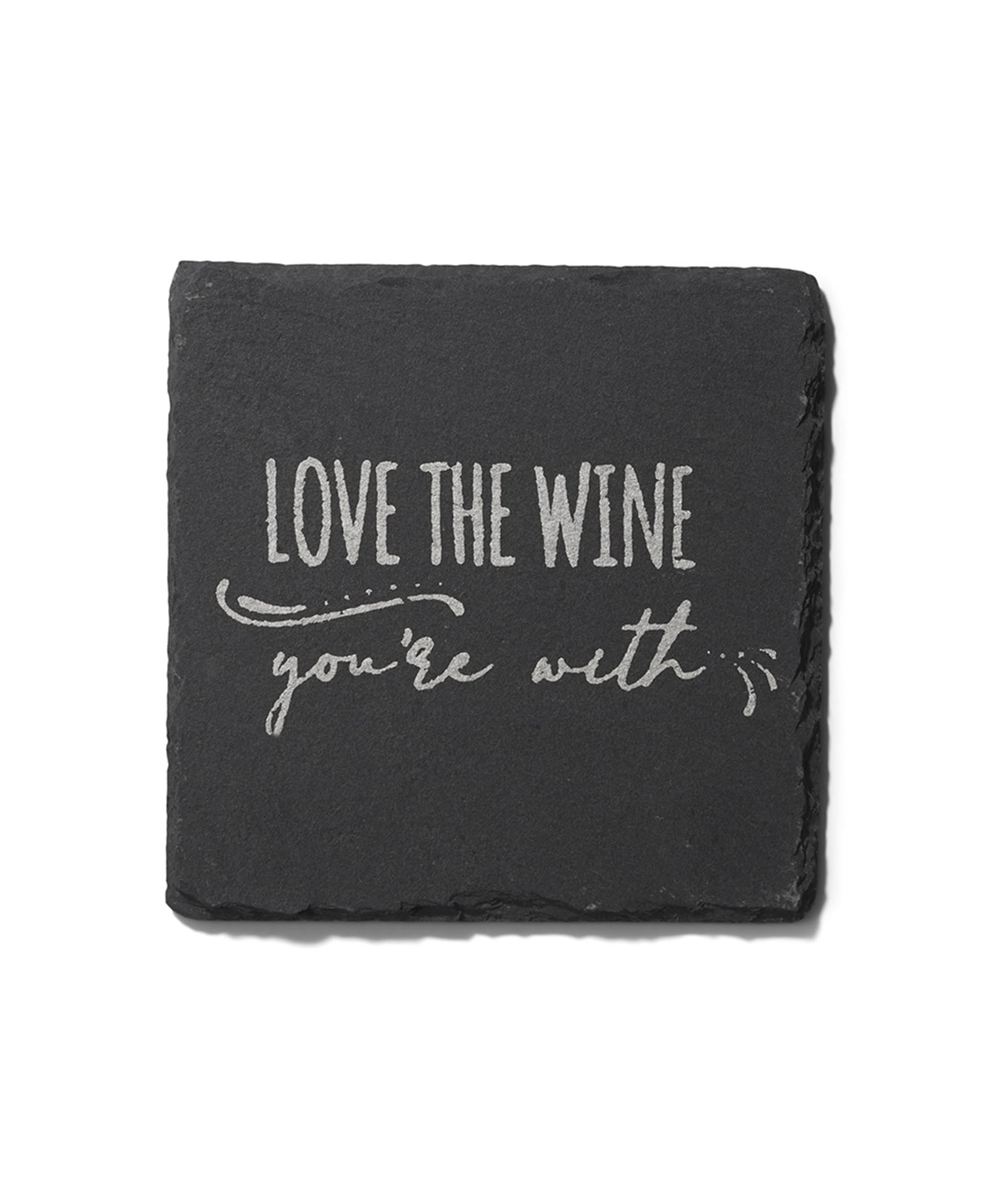 Life Happens - Wine Helps Slate Silver Coasters - Set of 4