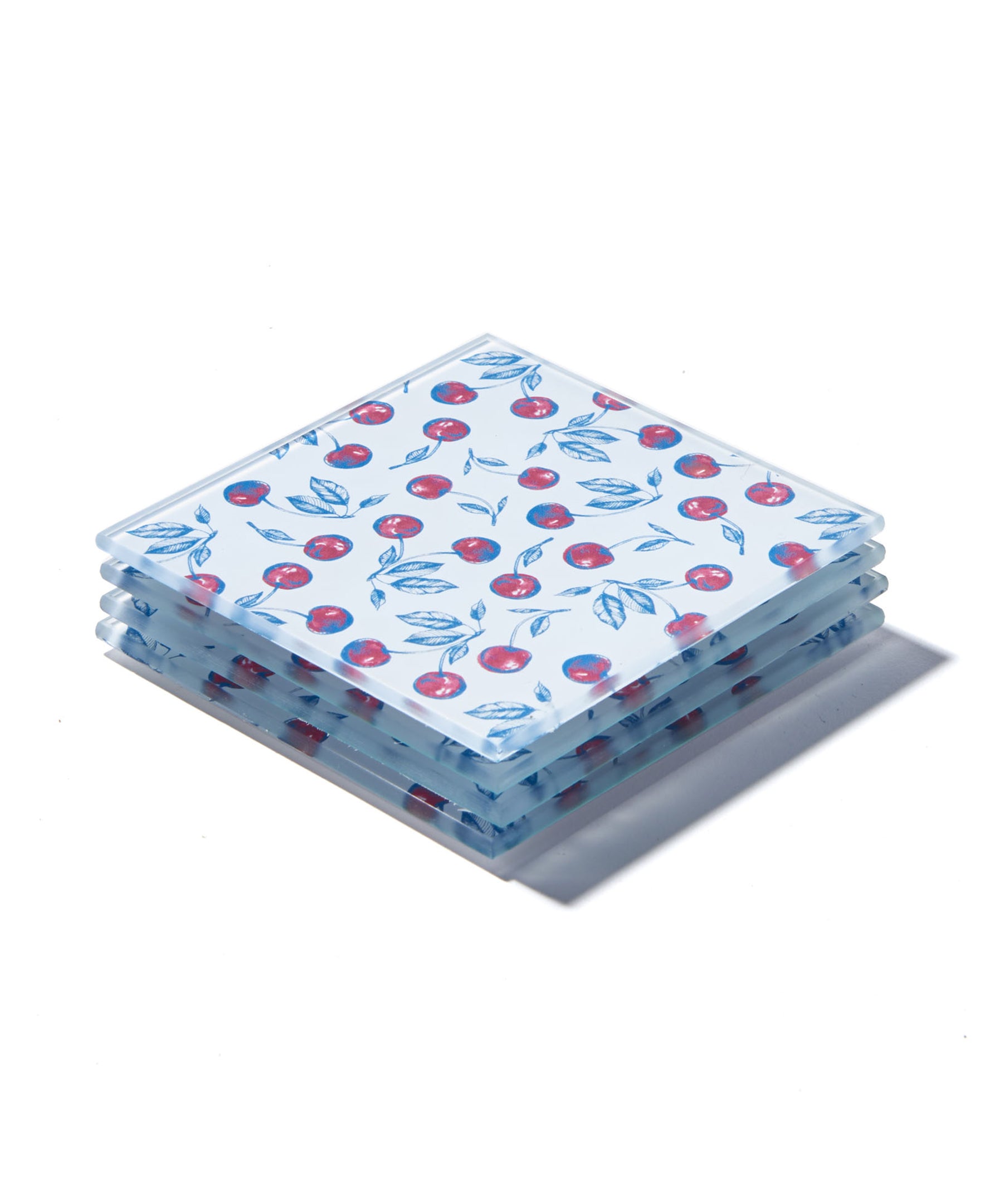 Bing Cherries Glass Coasters - Set of 4
