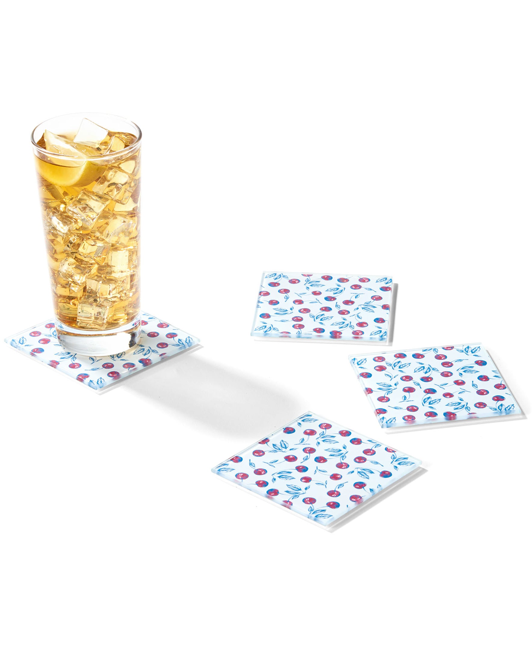 Bing Cherries Glass Coasters - Set of 4
