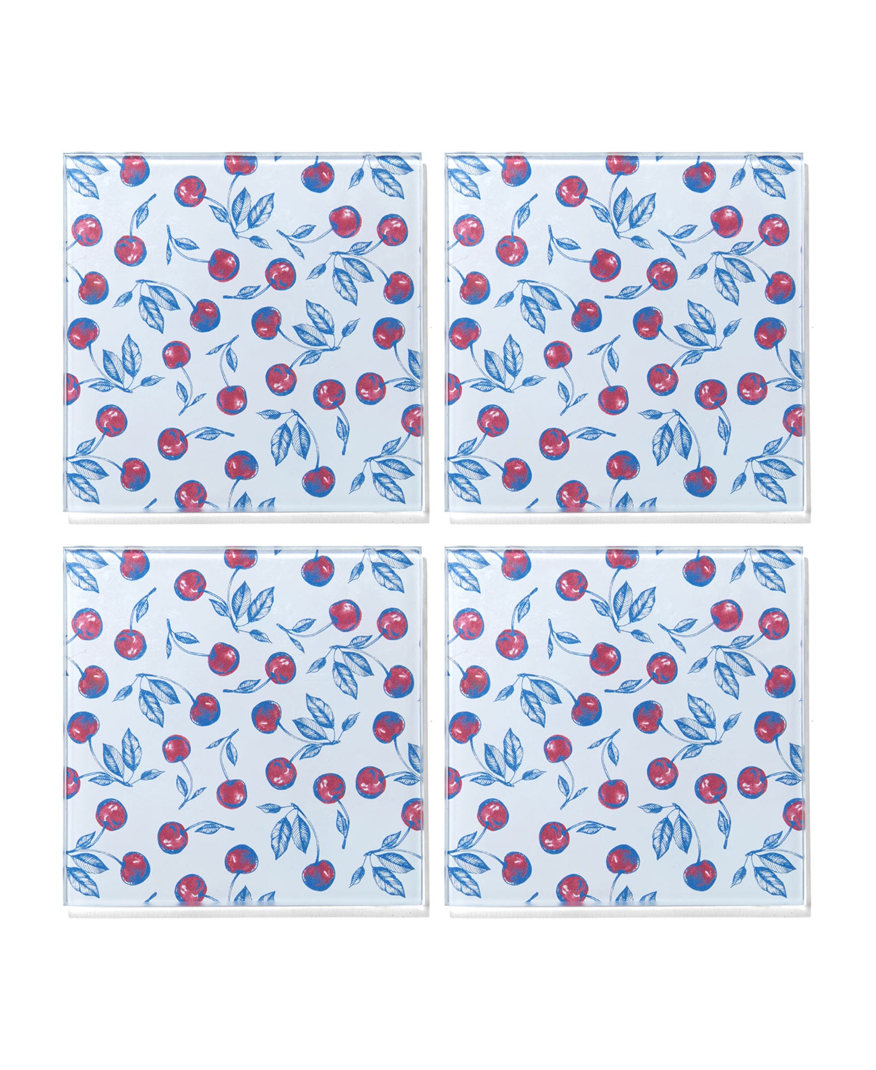 Bing Cherries Glass Coasters - Set of 4