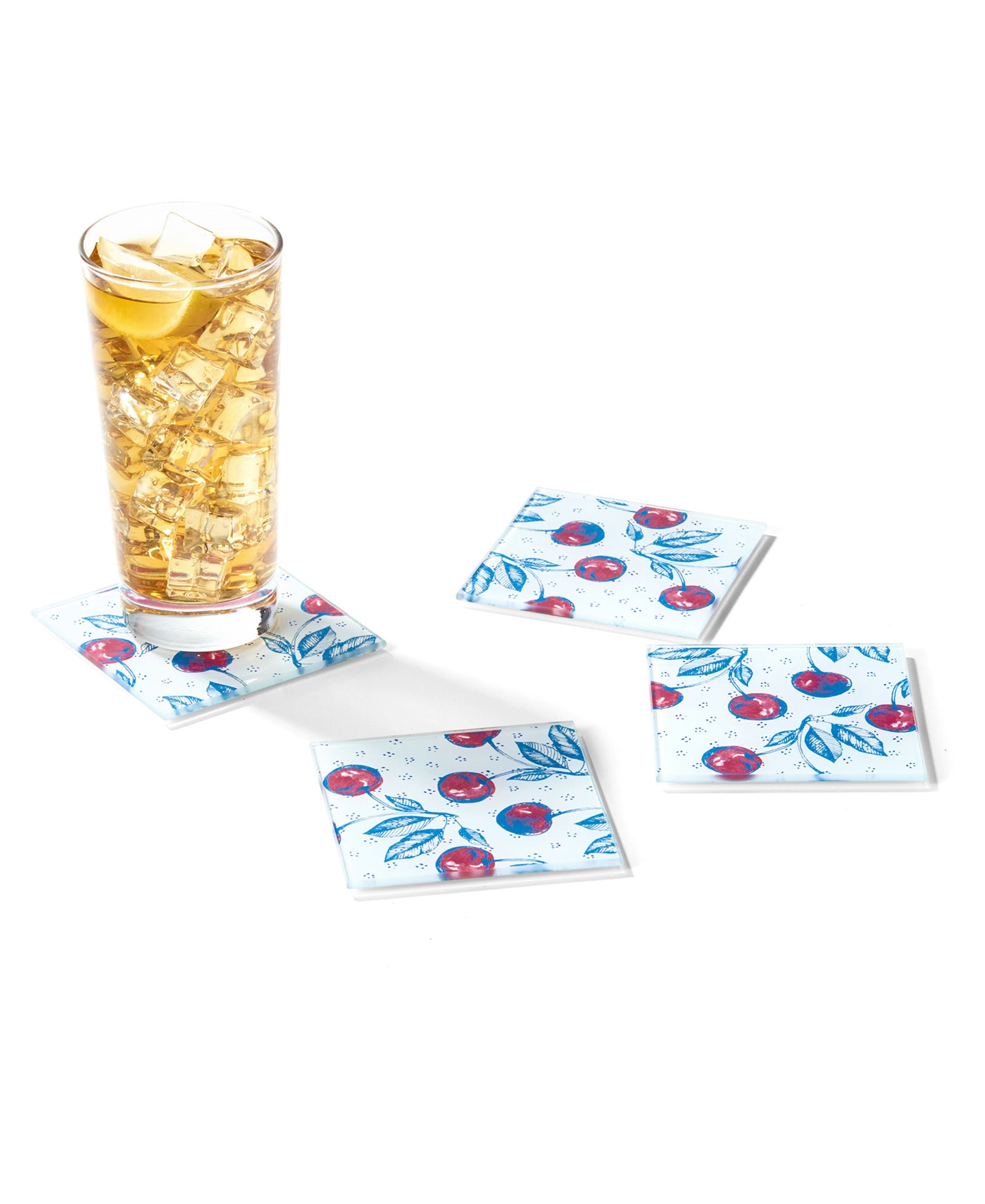 Cherry Picking Glass Coasters - Set of 4