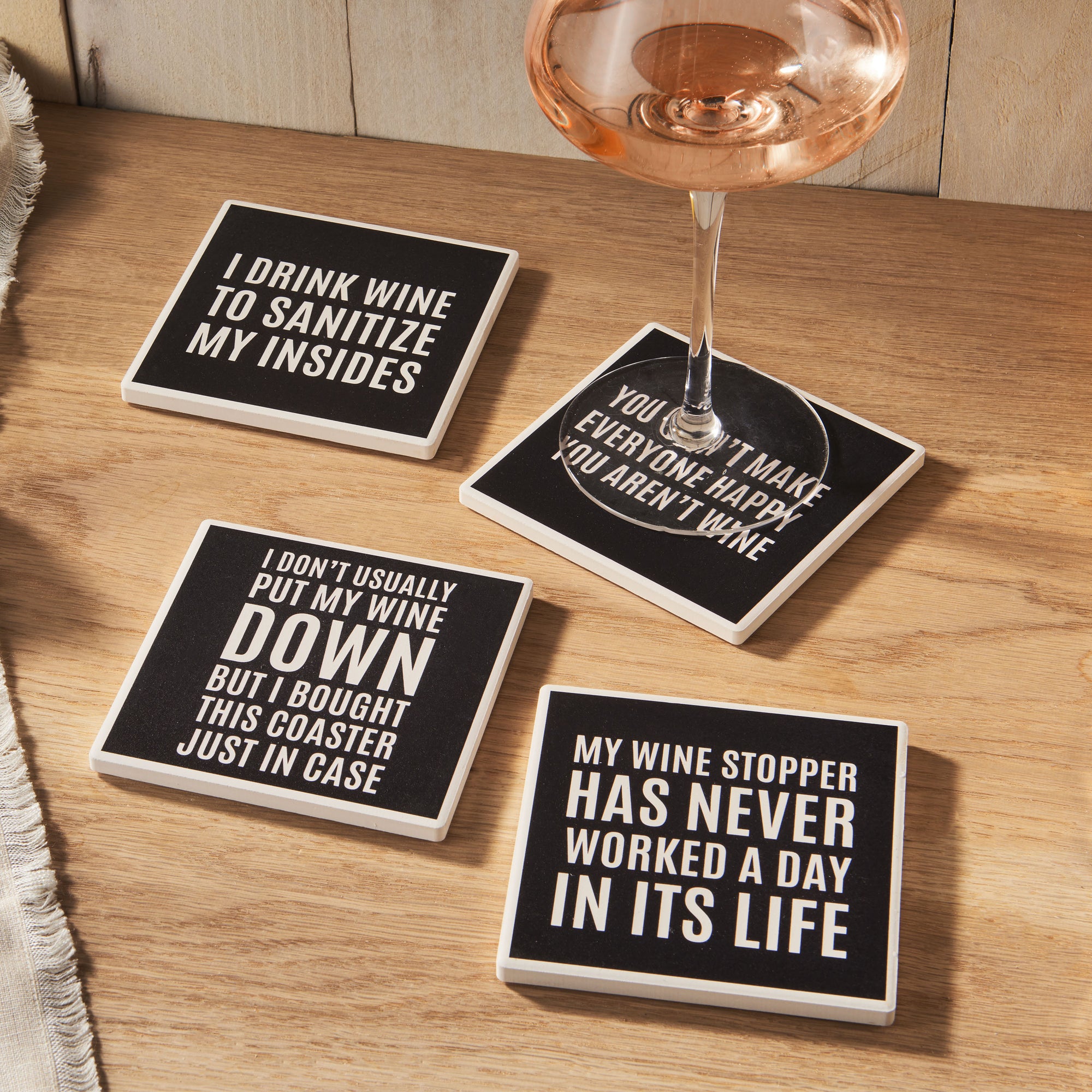 Cocktail Hour Sentiments Set of 4 Ceramic Coasters