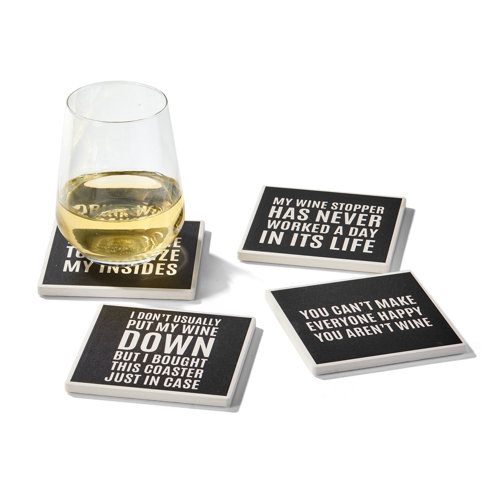Cocktail Hour Sentiments Set of 4 Ceramic Coasters
