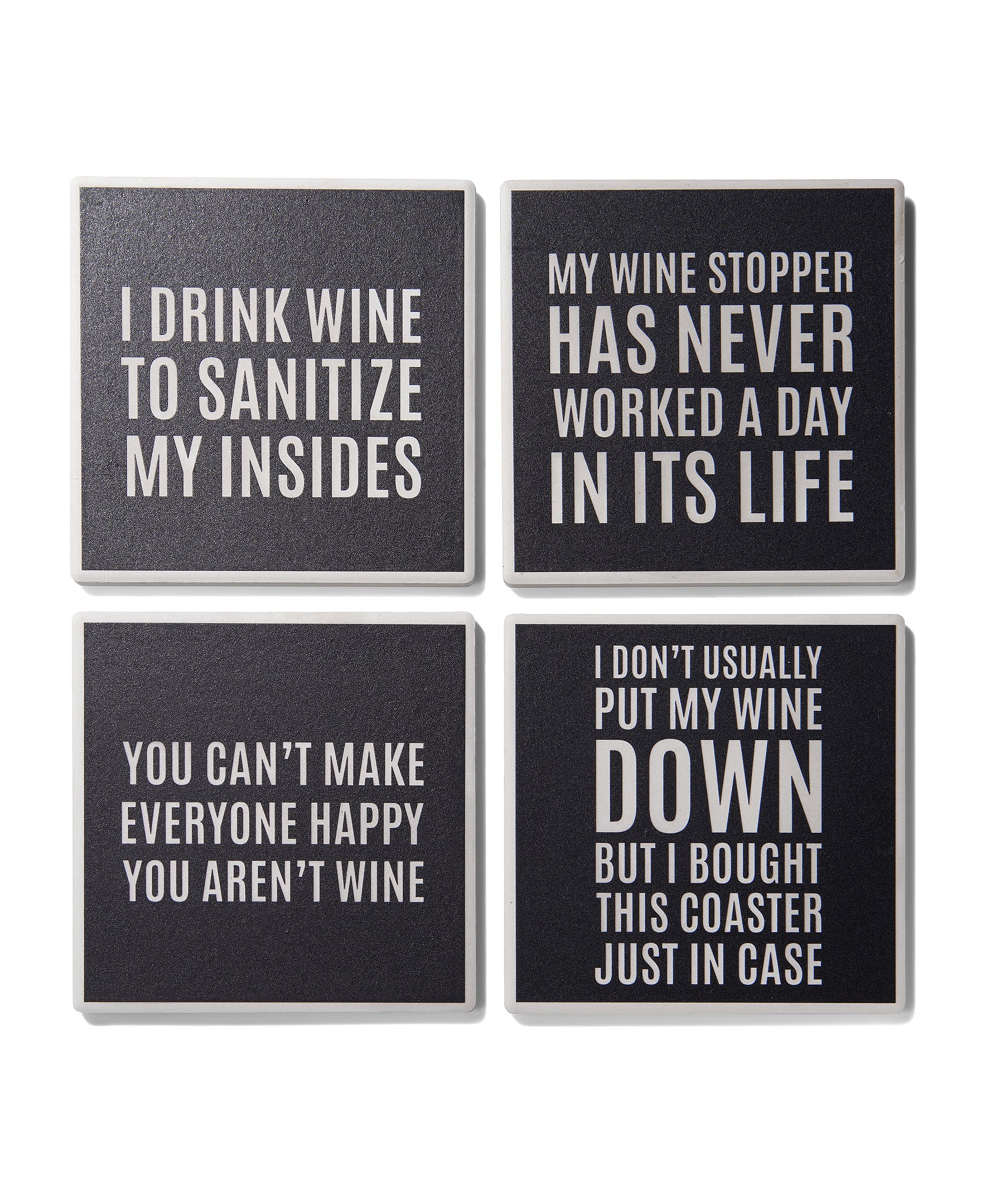 Cocktail Hour Sentiments Set of 4 Ceramic Coasters