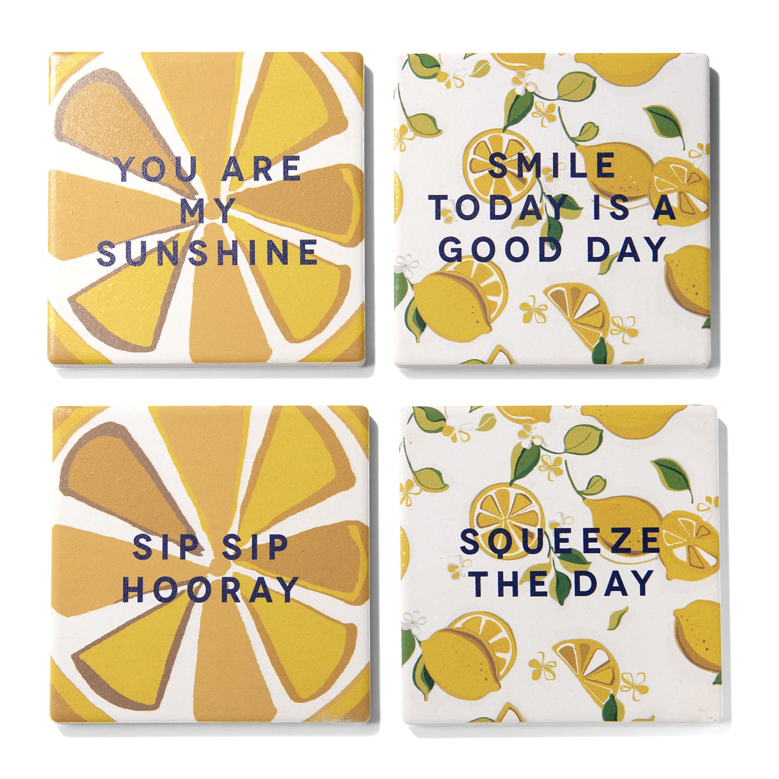 Squeeze the Day Set of 4 Ceramic Coasters