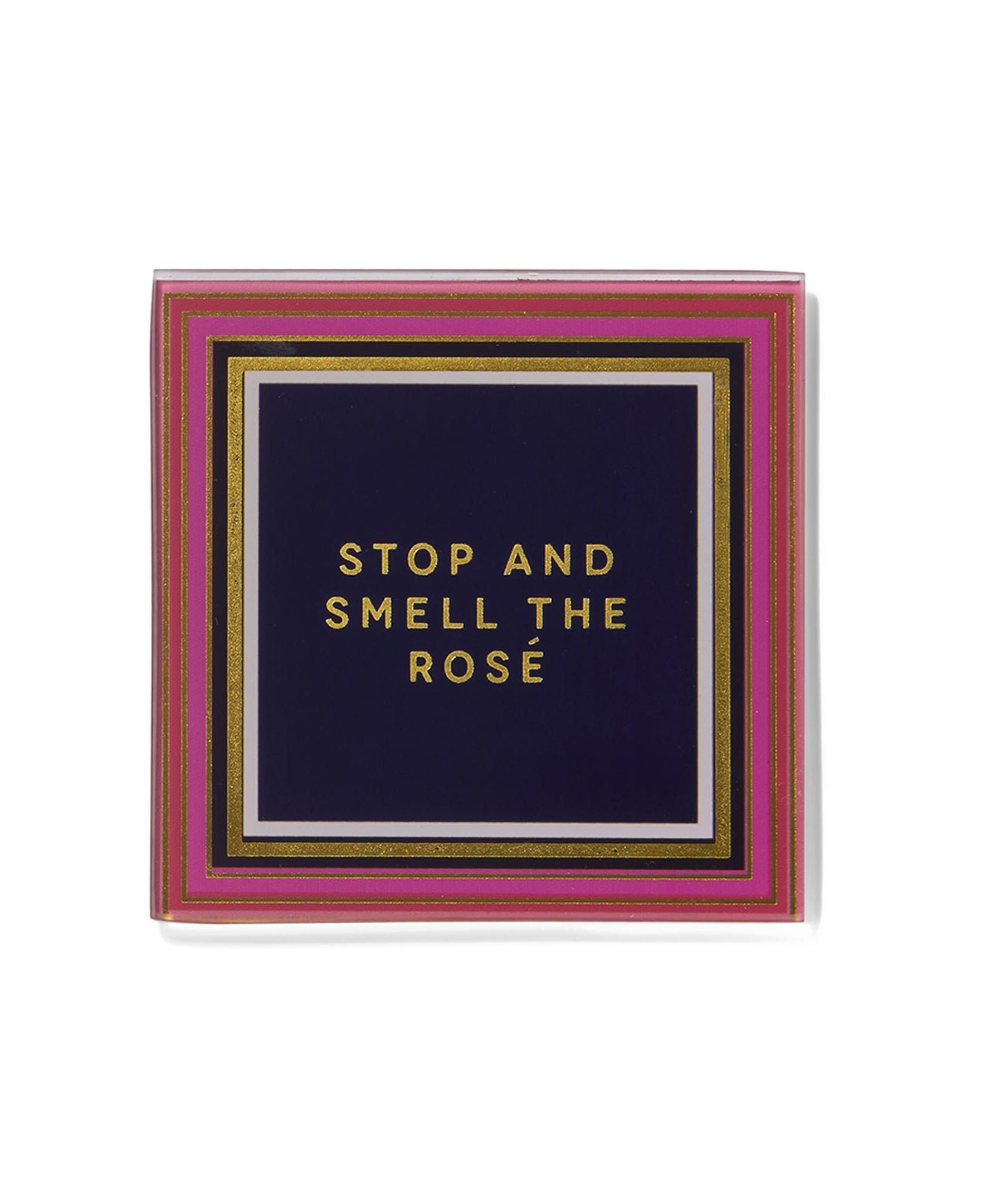 Wine Enthusiast Pink and Gold Glass Coasters - Set of 4