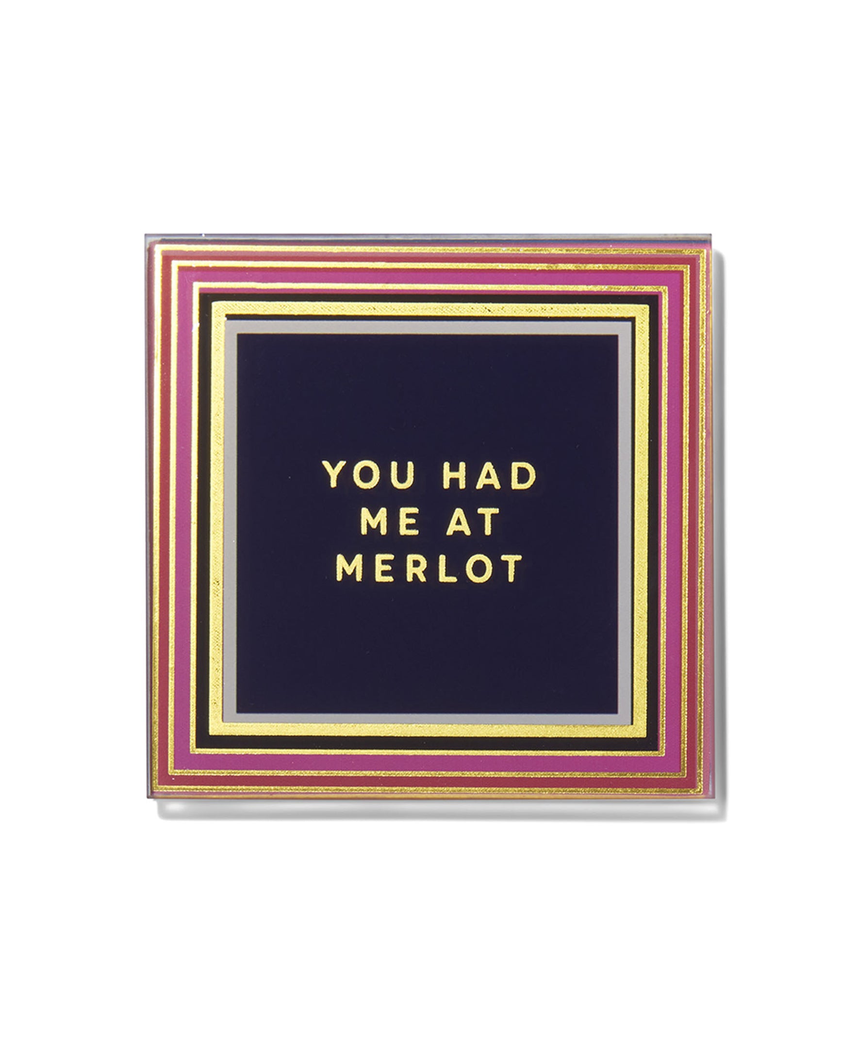 Wine Enthusiast Pink and Gold Glass Coasters - Set of 4