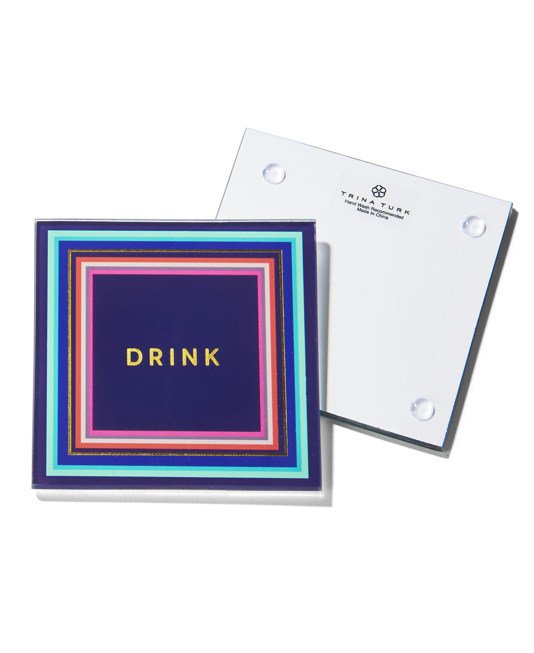 Cheers To You Aqua and Pink Glass Coasters - Set of 4