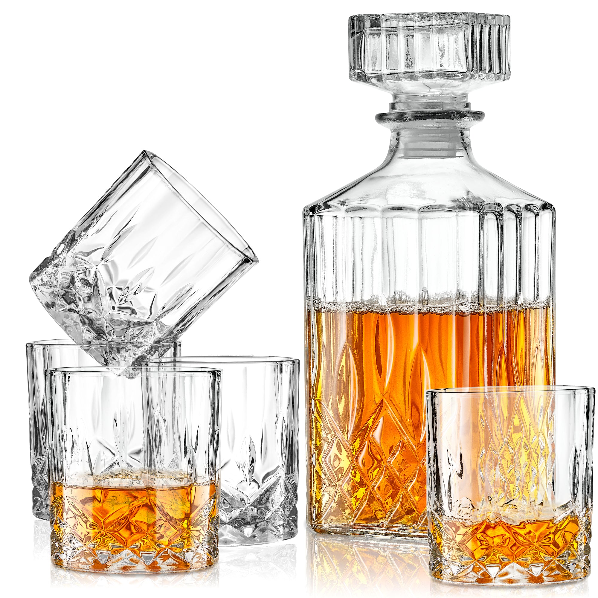 LORETTO  7 PC WHISKEY SET RB  4 GLASSES