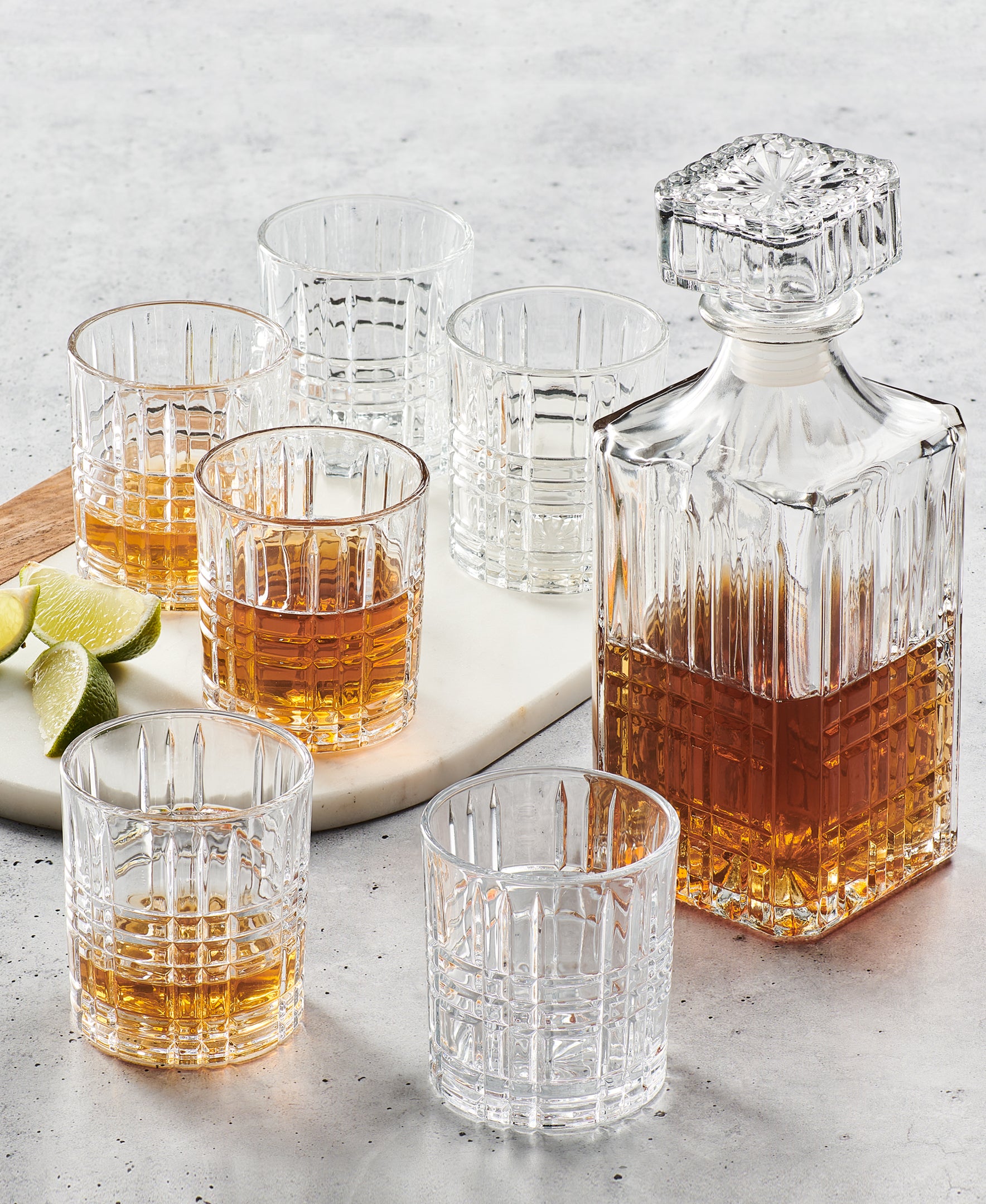 LEXINGTON 7 PC WHISKEY SET RB 6 GLASSES