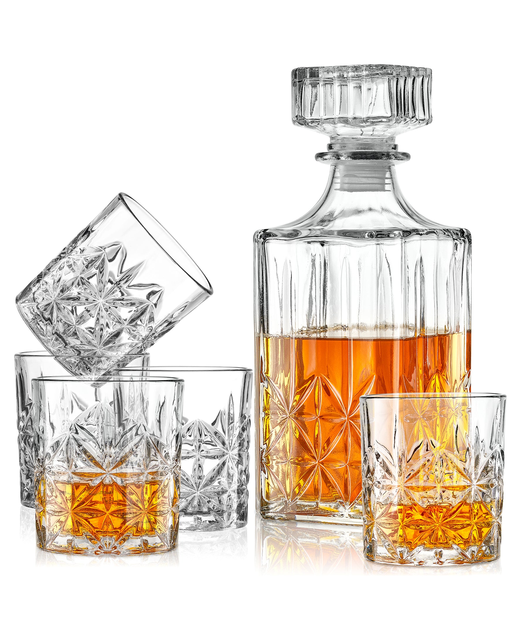 LUISVILLE 7 PC WHISKEY SET RB 6 GLASSES