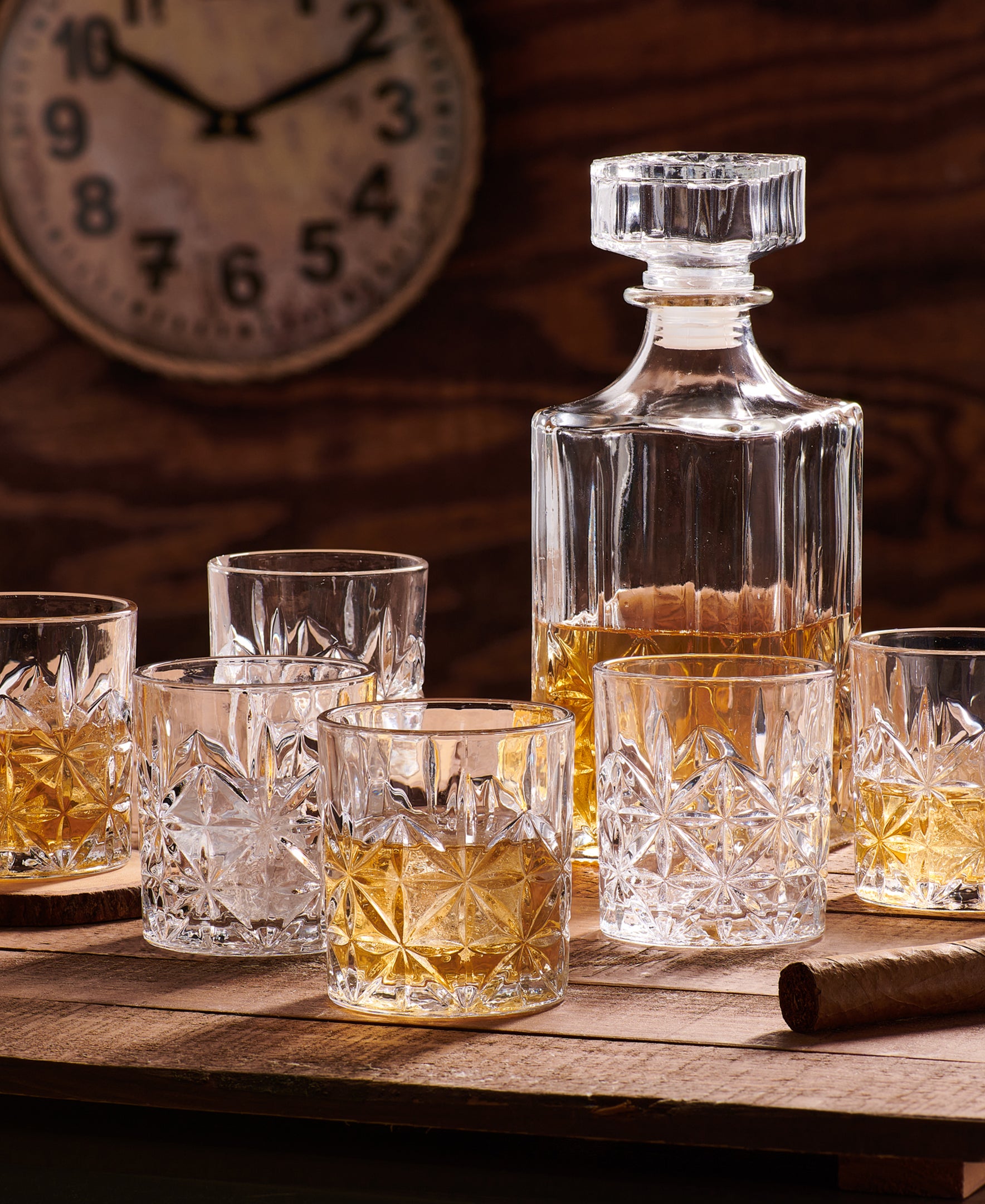 LUISVILLE 7 PC WHISKEY SET RB 6 GLASSES