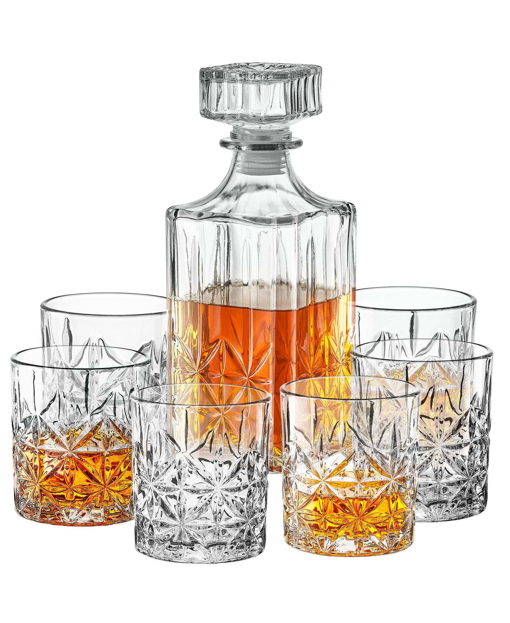 LUISVILLE 7 PC WHISKEY SET RB 6 GLASSES