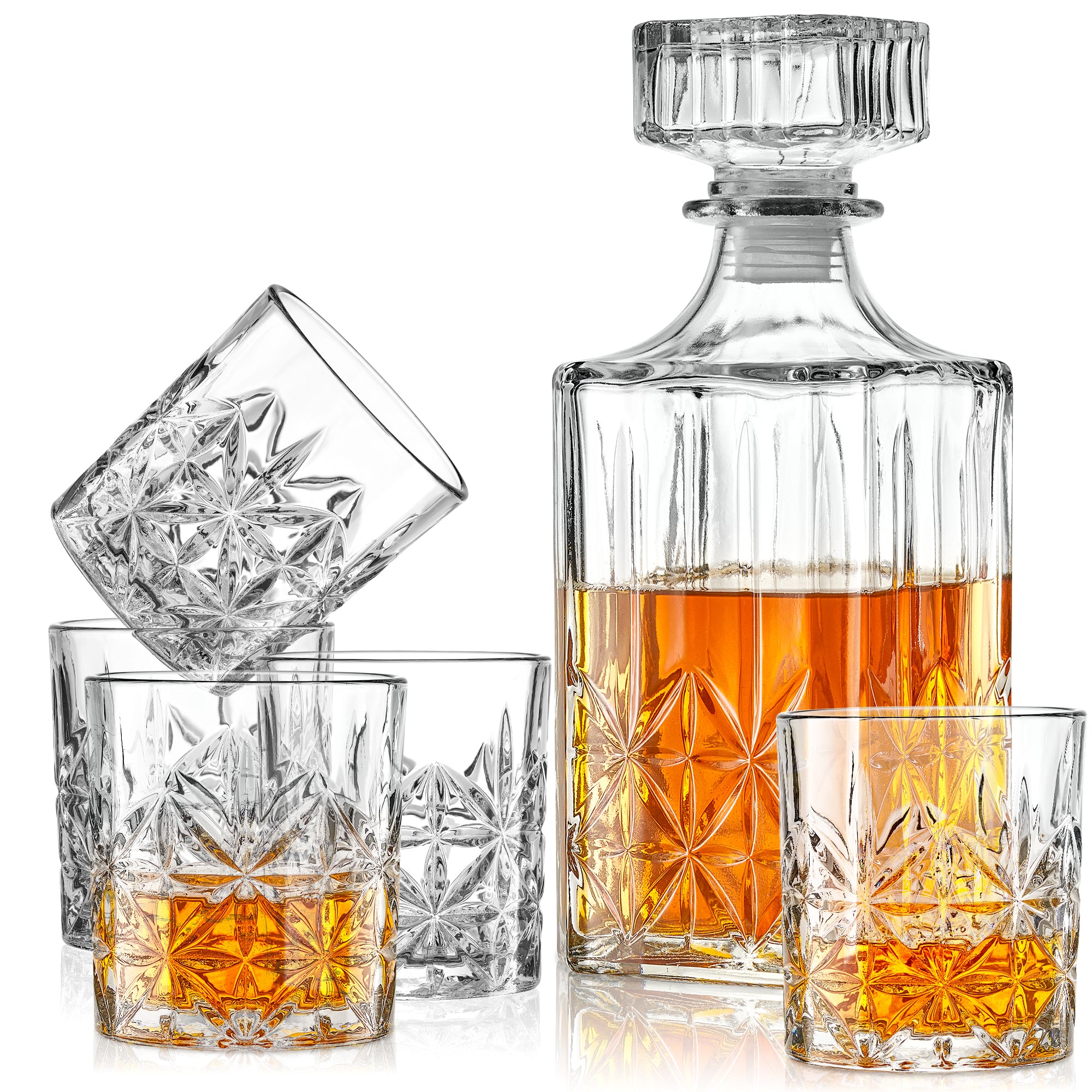 LUISVILLE 7 PC WHISKEY SET RB 6 GLASSES