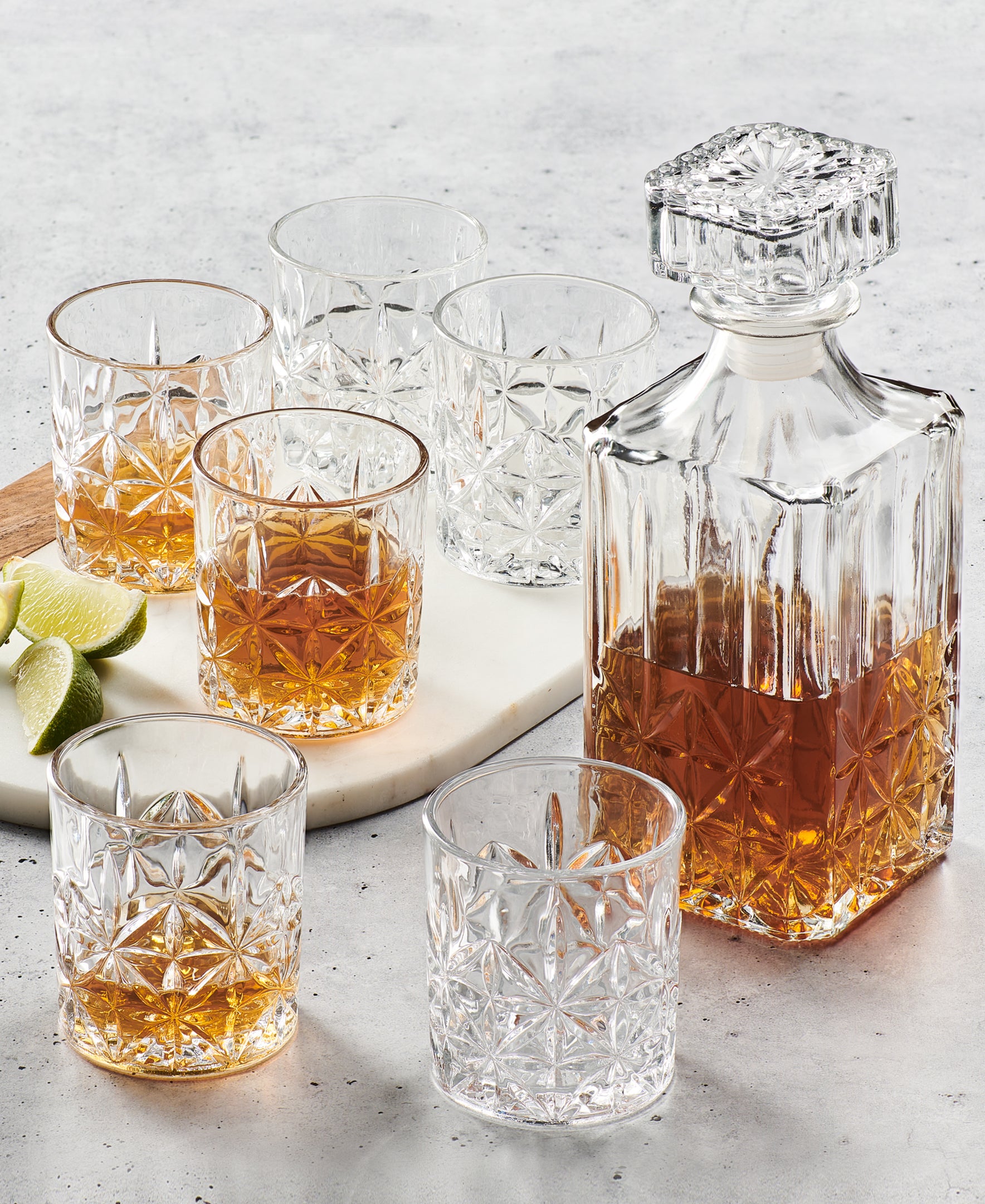 LUISVILLE 7 PC WHISKEY SET RB 6 GLASSES