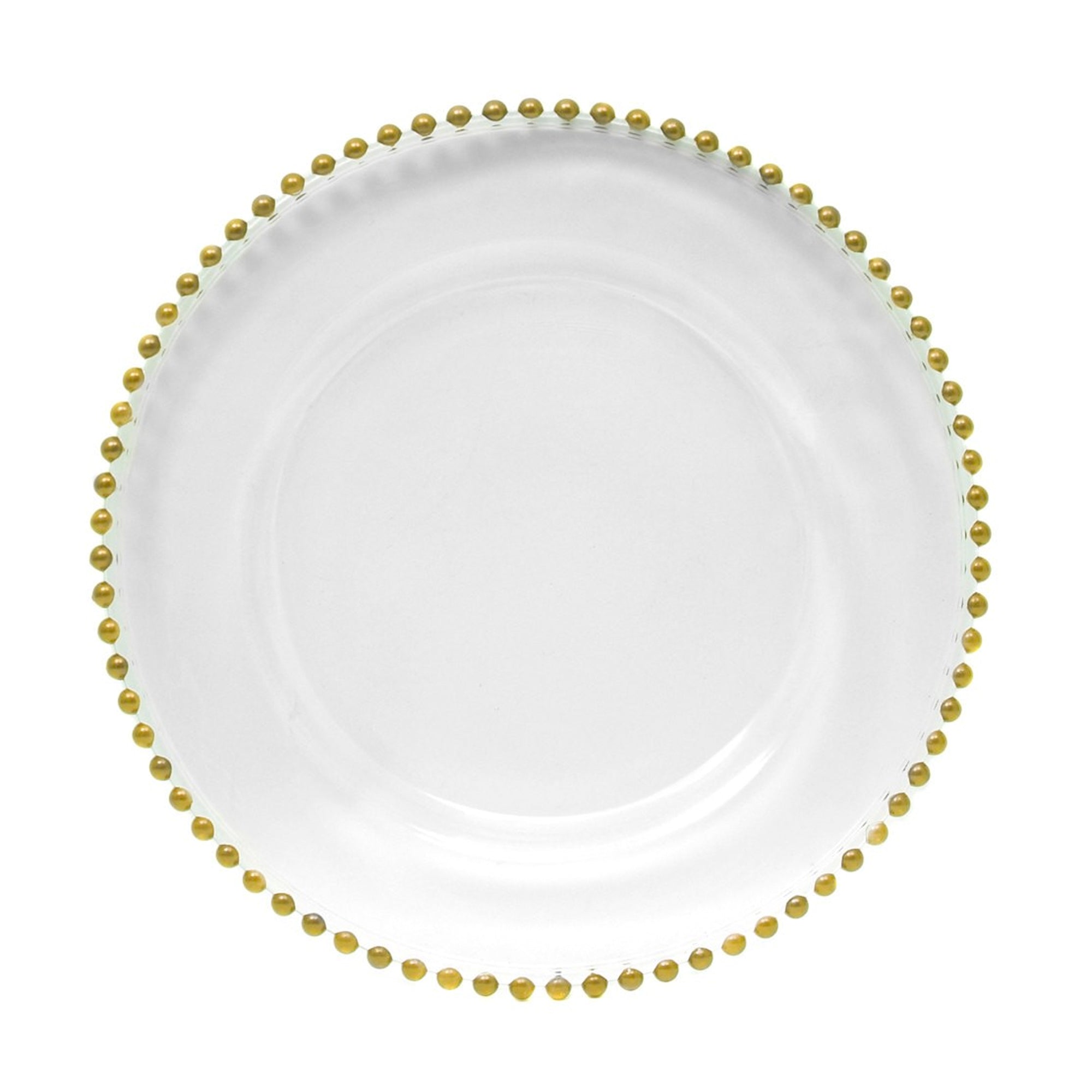 Gold Beaded Glass Charger Plate 13"