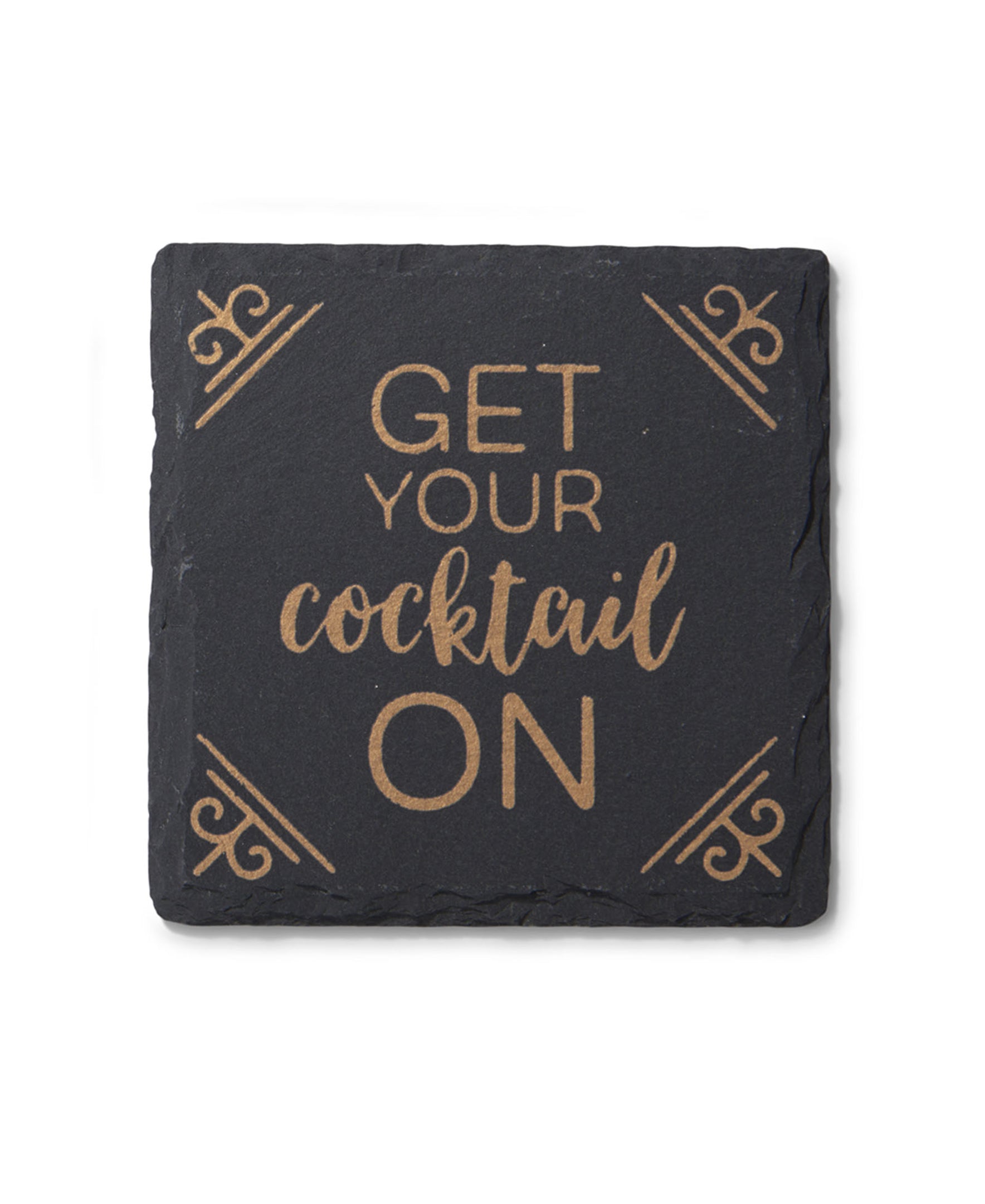 Slate Coasters Gold Trimmed Set Of 4