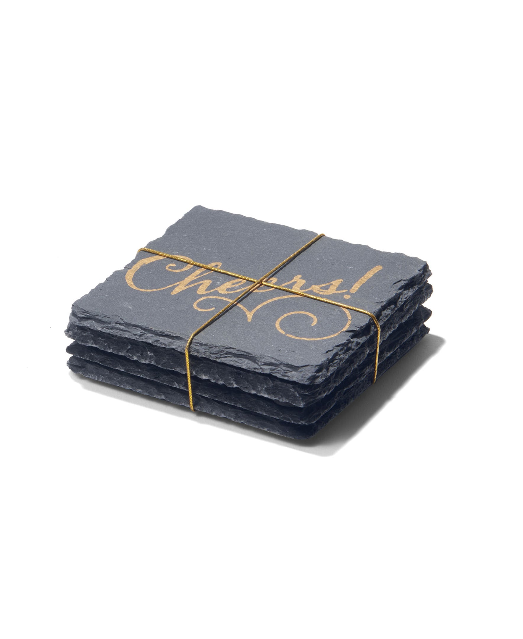 Slate Coasters Gold Trimmed Set Of 4