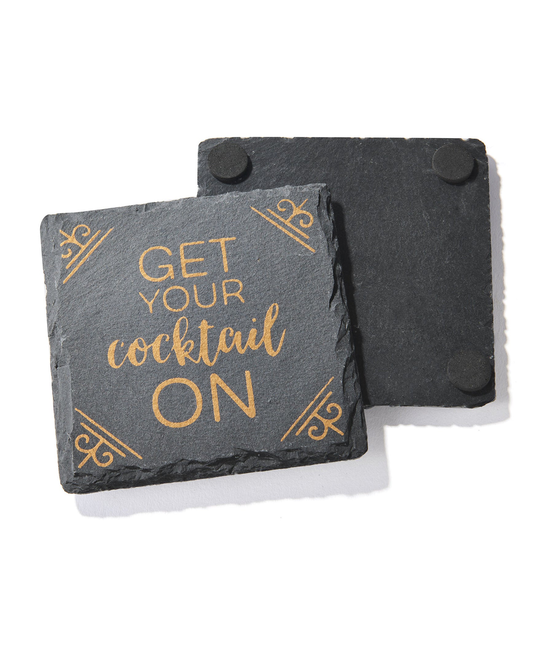 Slate Coasters Gold Trimmed Set Of 4