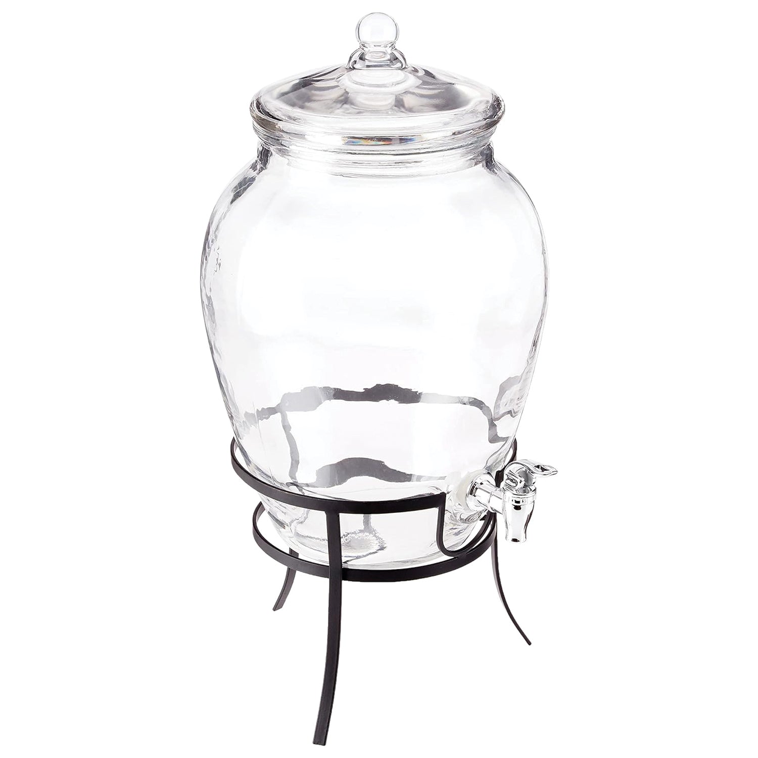Beverage Dispenser with Metal Rack & Glass Lid 2.7 Gal