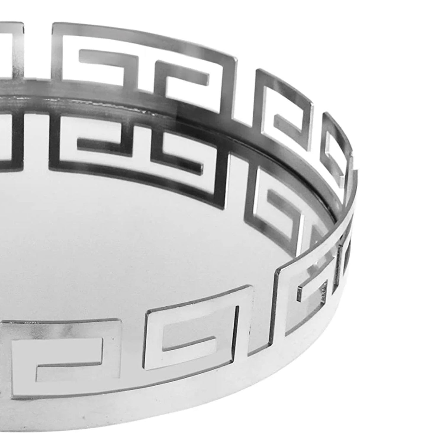 Silver Mirror Tray - Elegant 15-Inch Round Home Accent