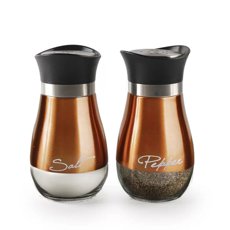 Cafe Contempo Copper and Glass 2-Piece Salt and Pepper (4.42Oz. Each) in Set