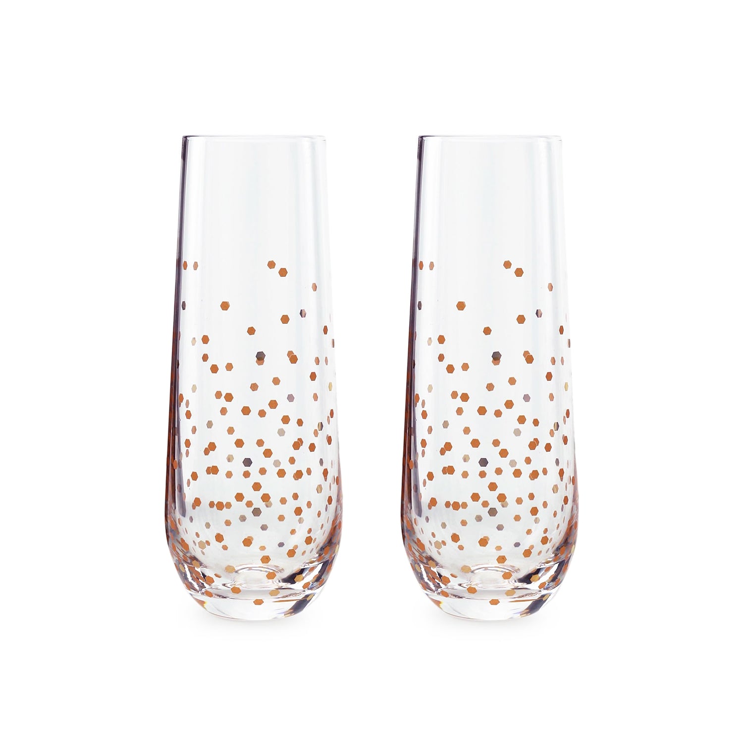 Gold Confetti Set Of 2 Stemless Flutes 10.5OZ