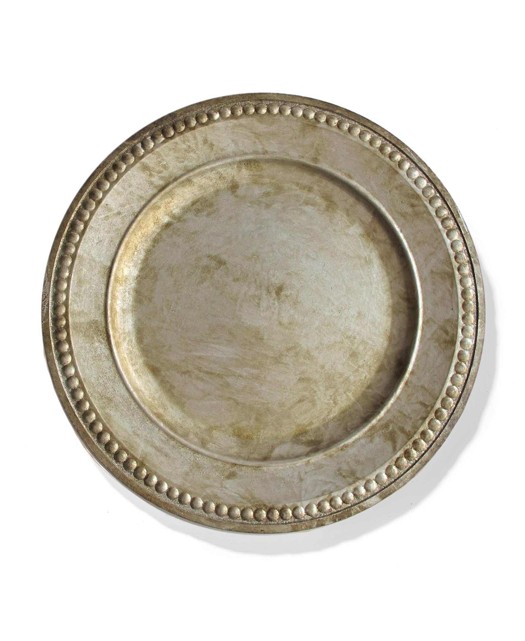 SILVER BEADED CHARGER PLATES SET of 4 14"D