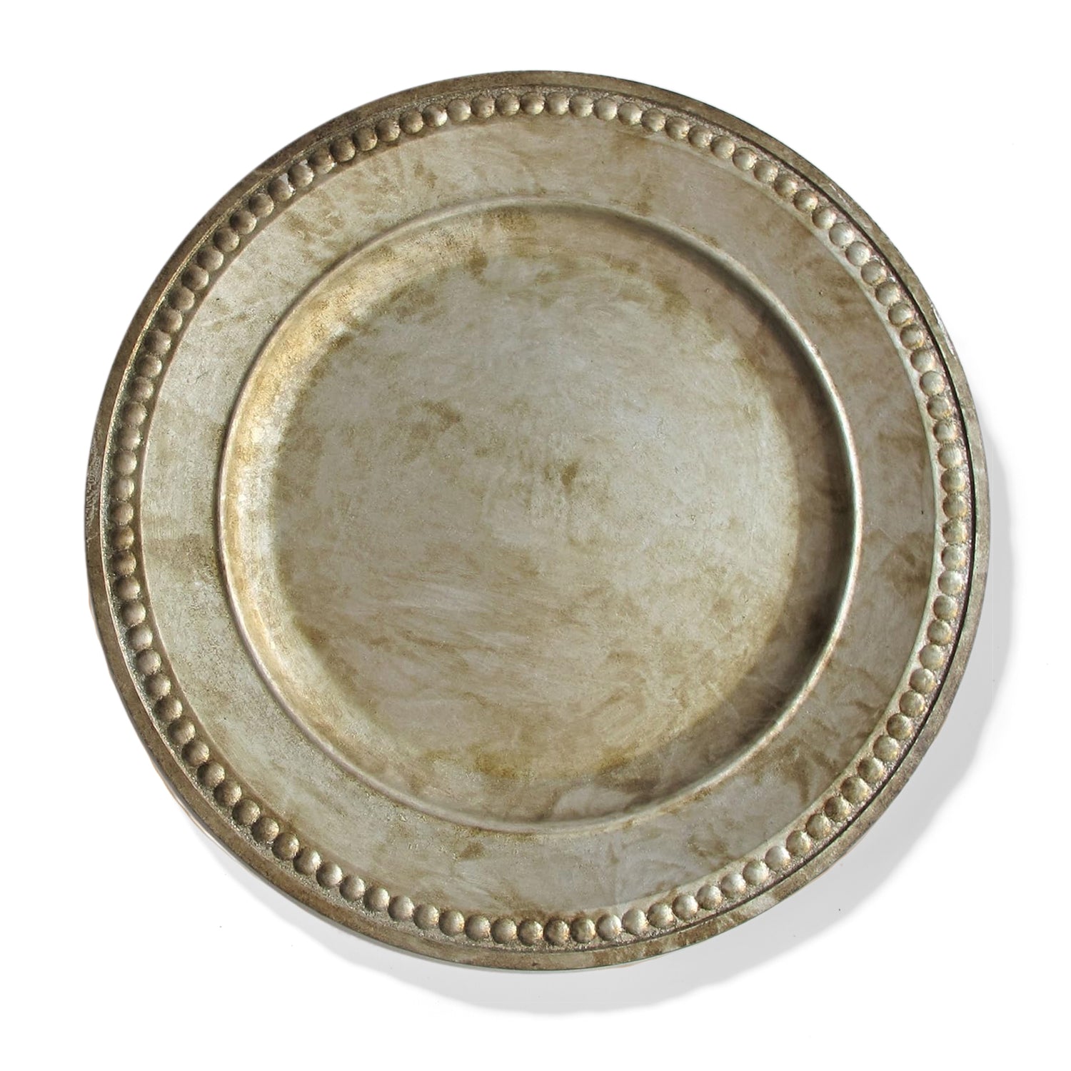 SILVER BEADED CHARGER PLATES SET of 4 14"D