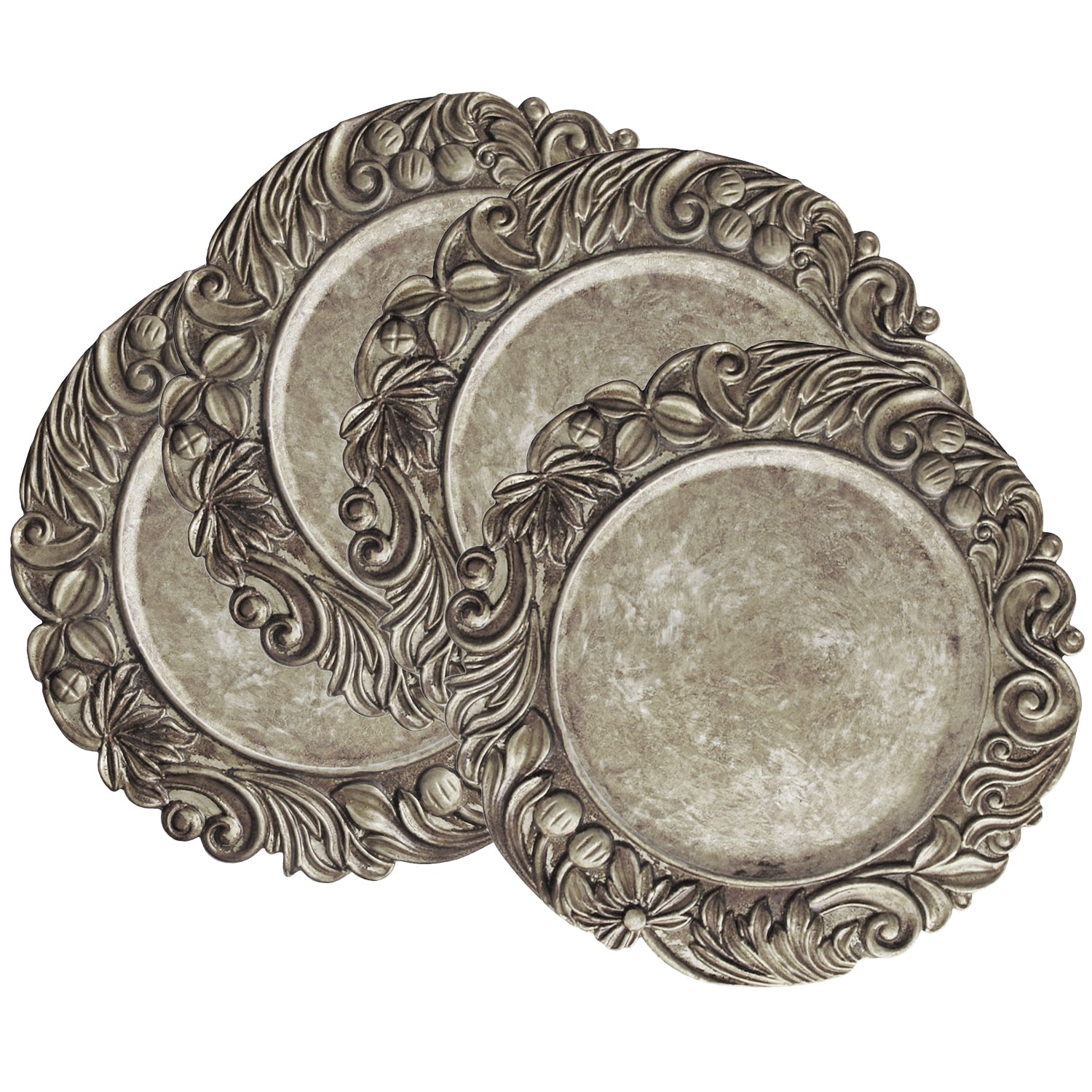 Cantera Silver Charger Plates Set Of 4 14" D