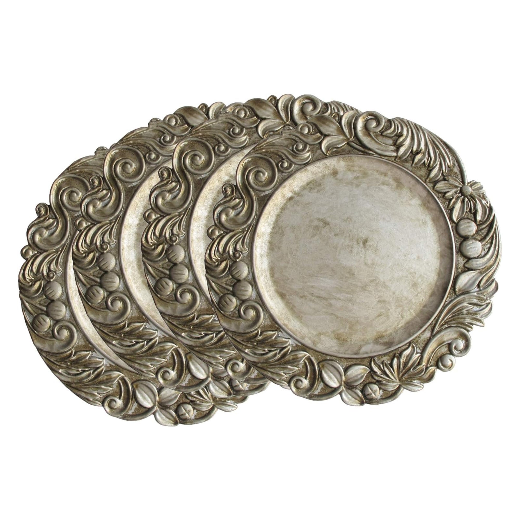 Cantera Silver Charger Plates Set Of 4 14" D