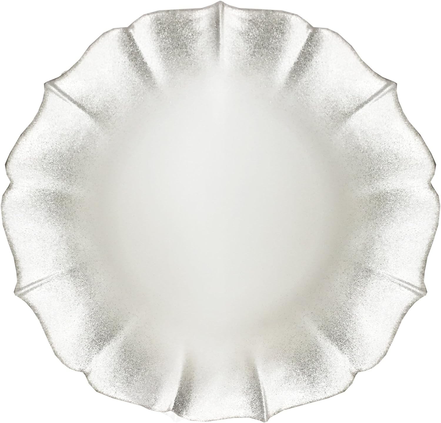 Contessa Silver Glitter Rim with Pearl White Glass Charger Plate
