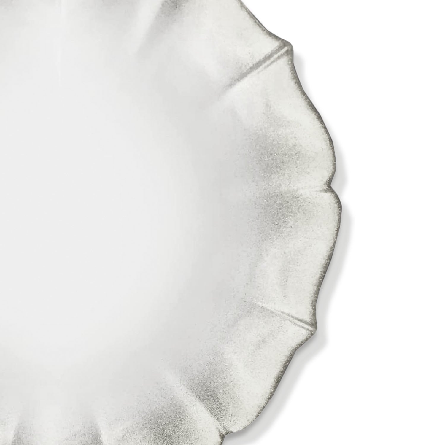 Contessa Silver Glitter Rim with Pearl White Glass Charger Plate