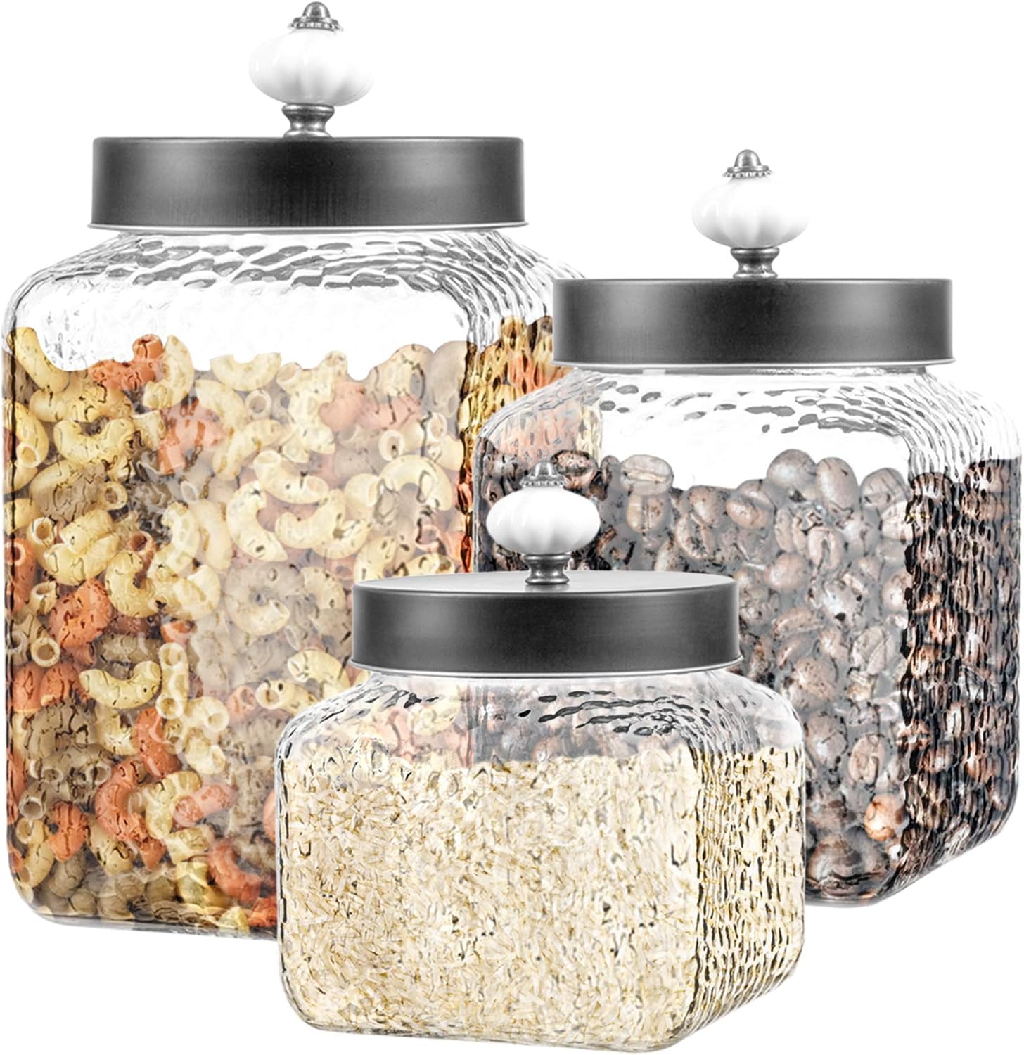 Hammered Square 3Pc Canister Set