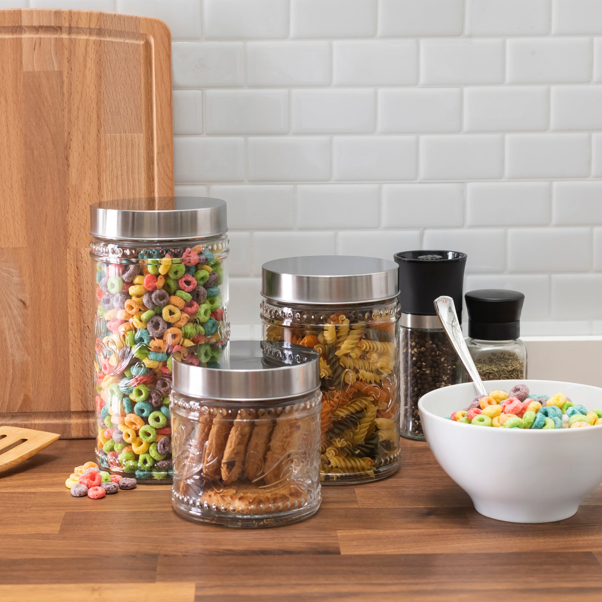 Fleur De Lis Round 3-Piece Kitchen Canister Set