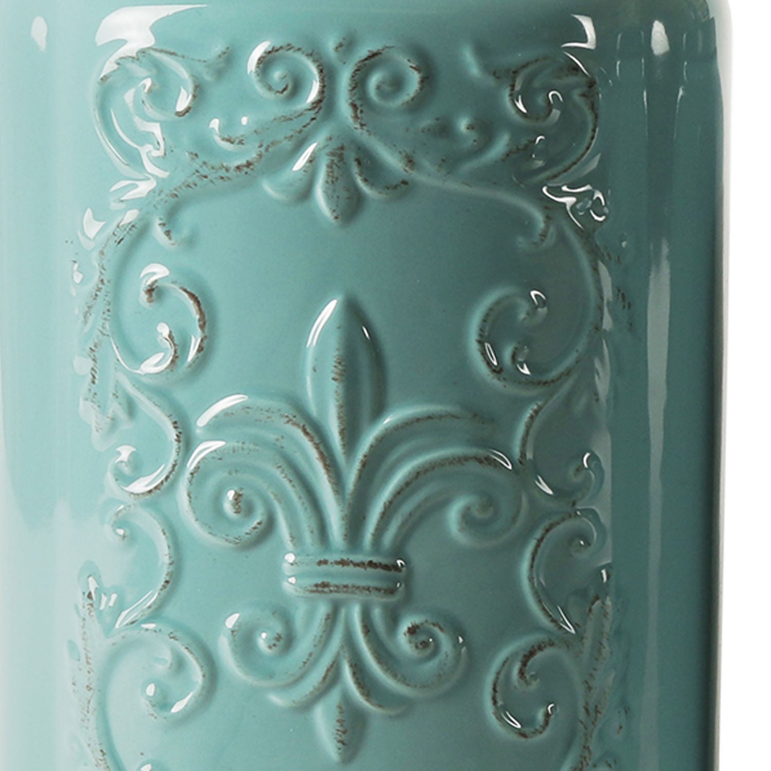 Blue Antique Stoneware Canister Set, 3 Pieces