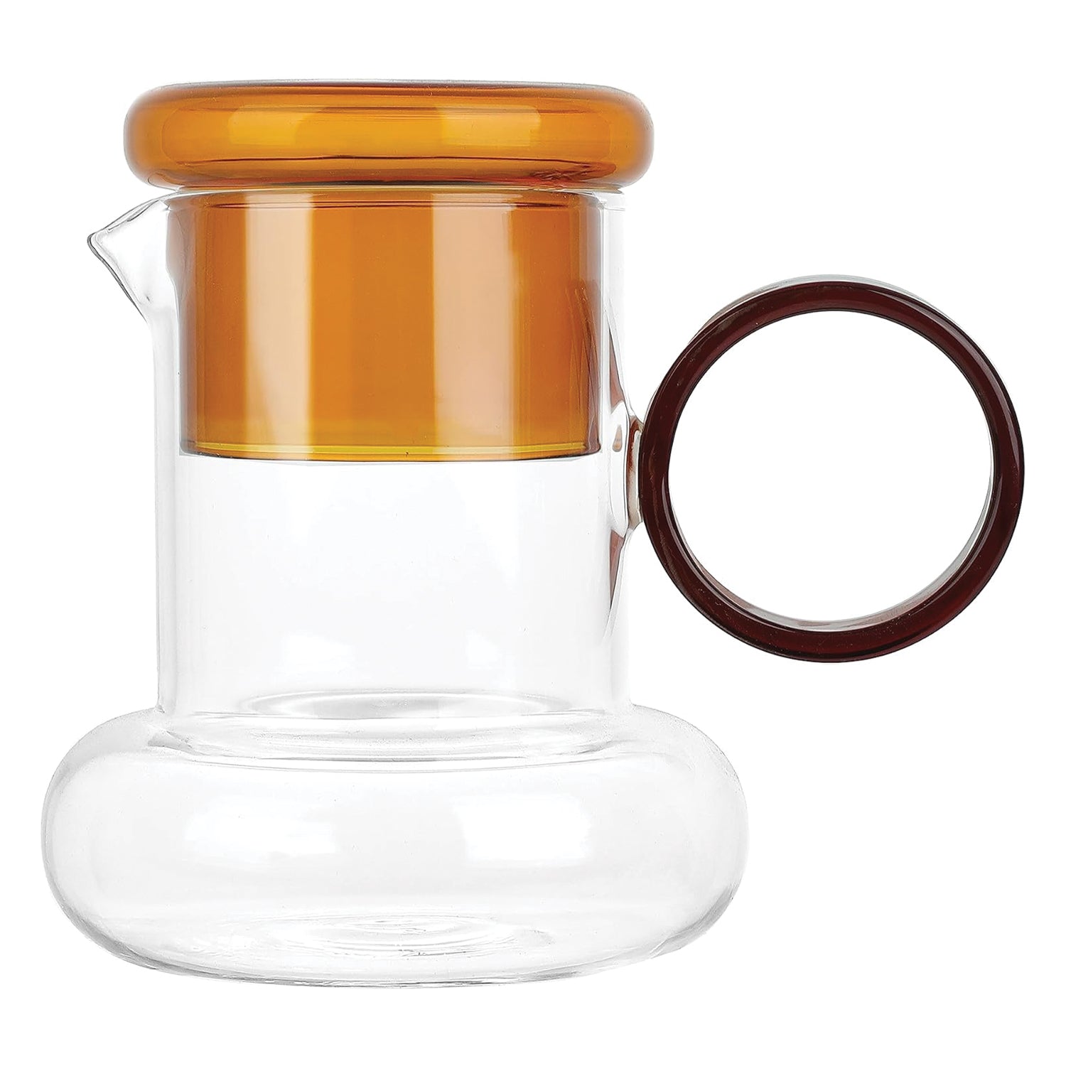 Amber Borosilicate Ring Pitcher Drinking Set