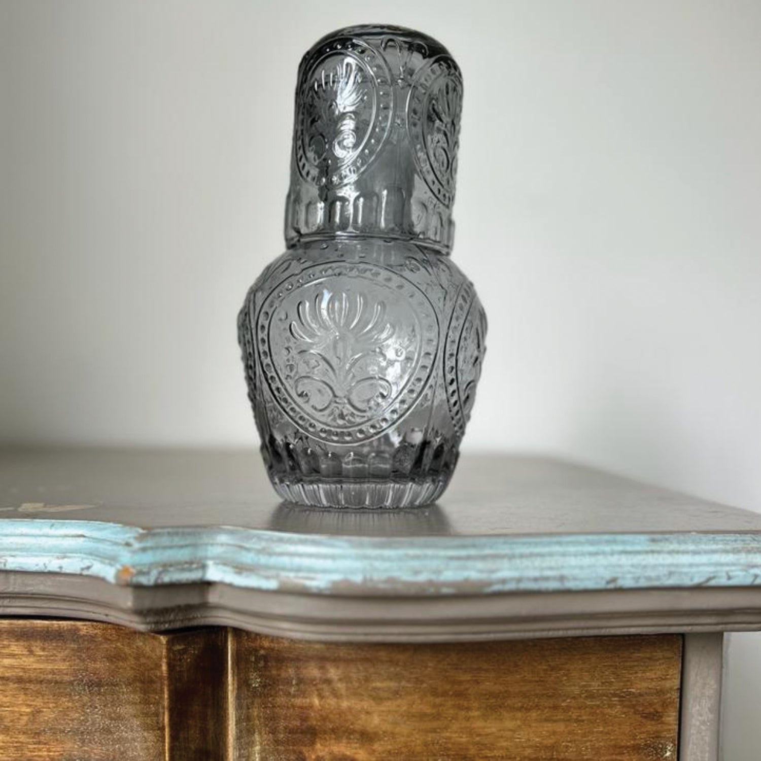 Gray Glass 2-Piece Carafe Set