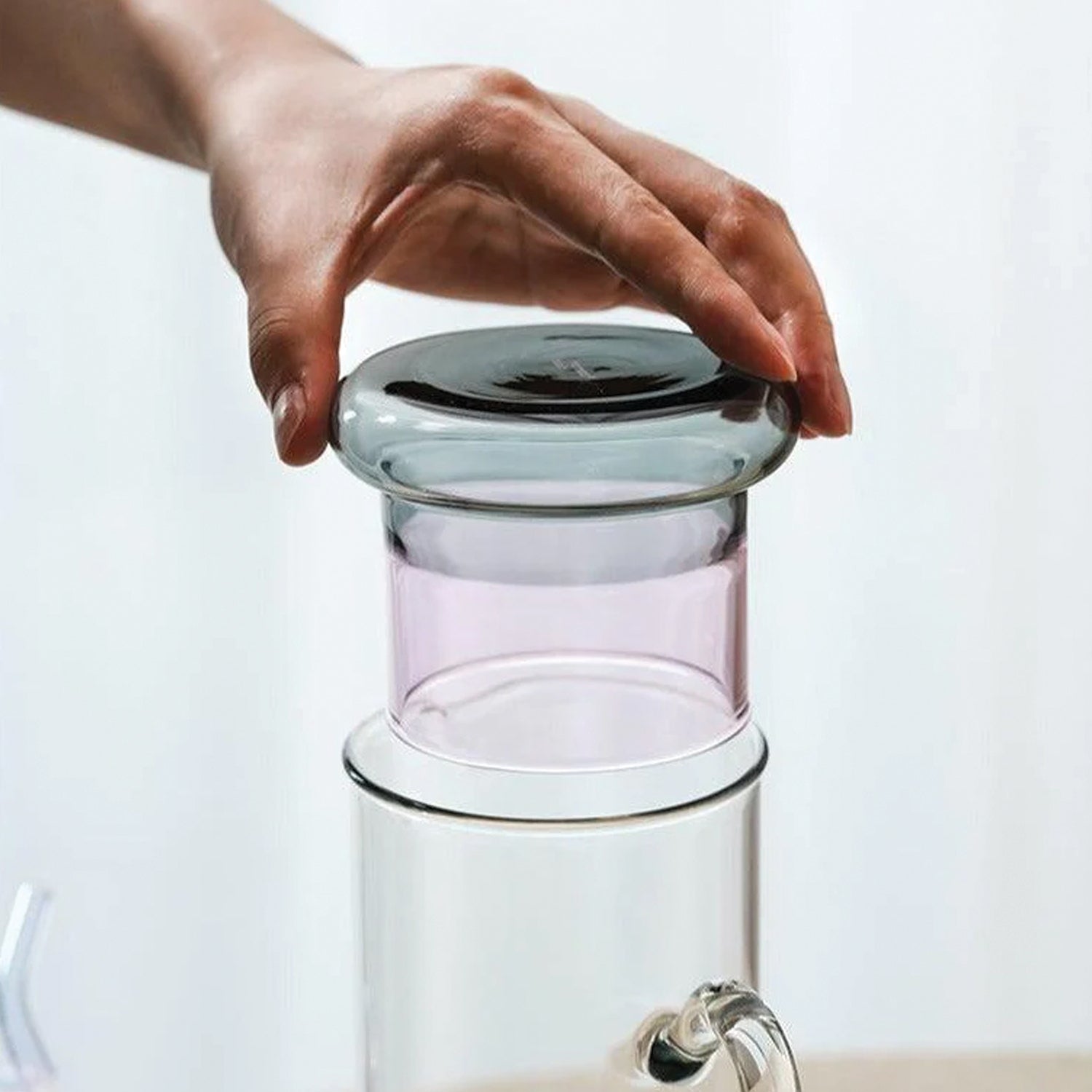 Gray & Pink Borosilicate Pitcher Set