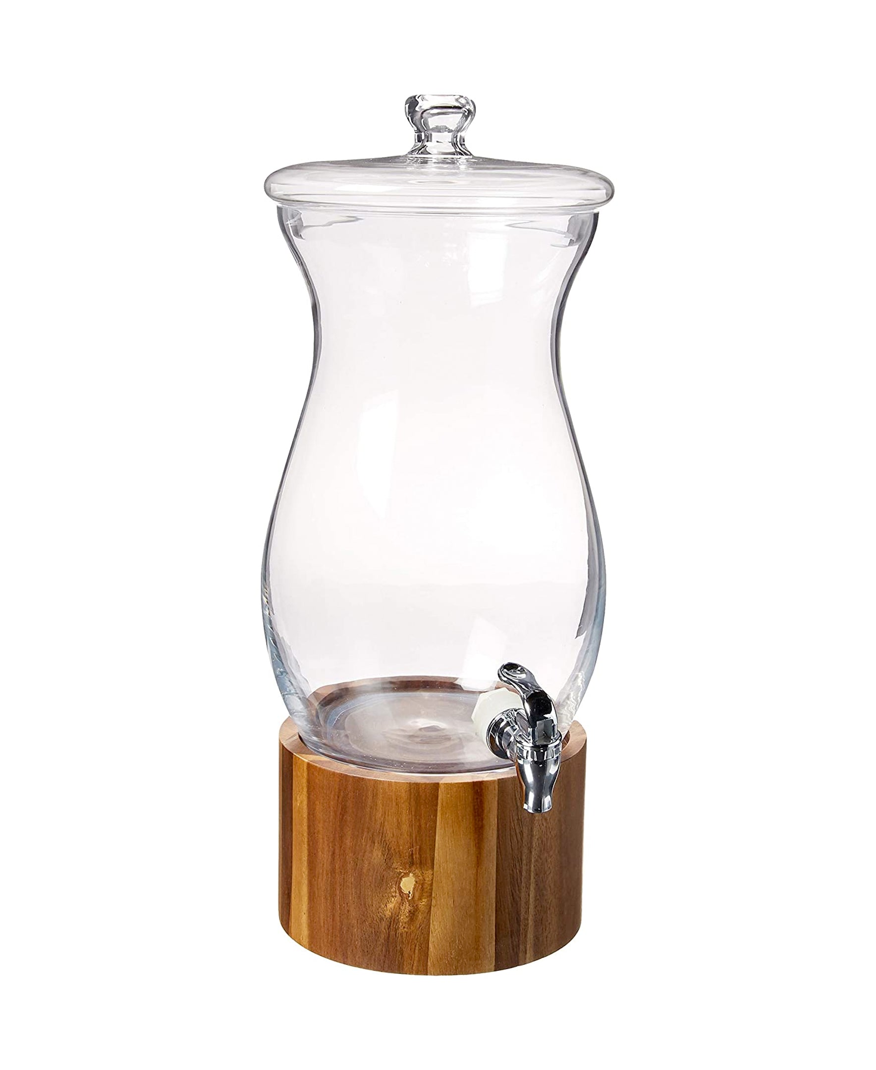 Glass Beverage Dispenser 206.25oz with Wooden Base - Elegant Entertaining Solution